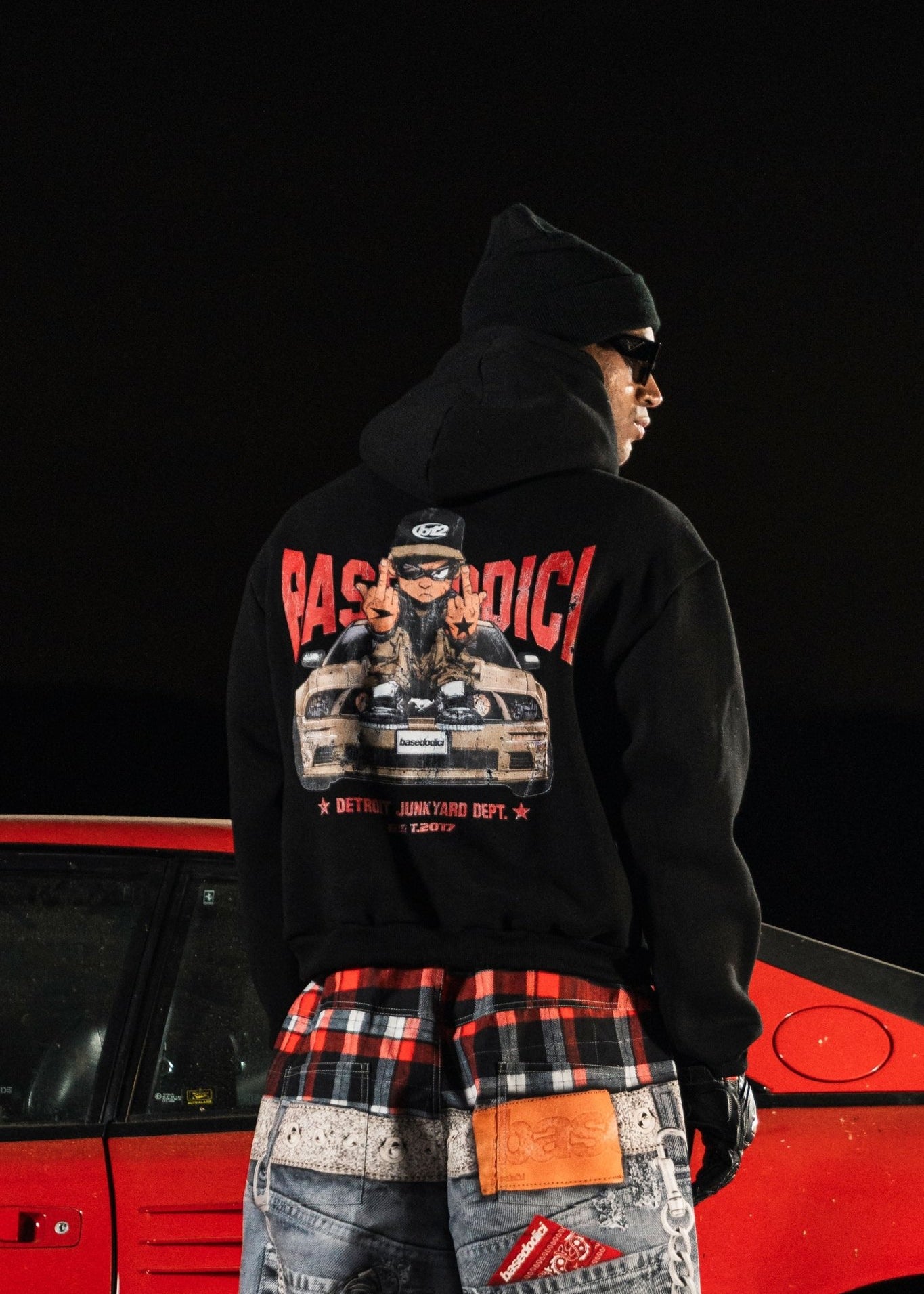 Hoodie "DETROIT" Junkyard Black - BASEDODICI®