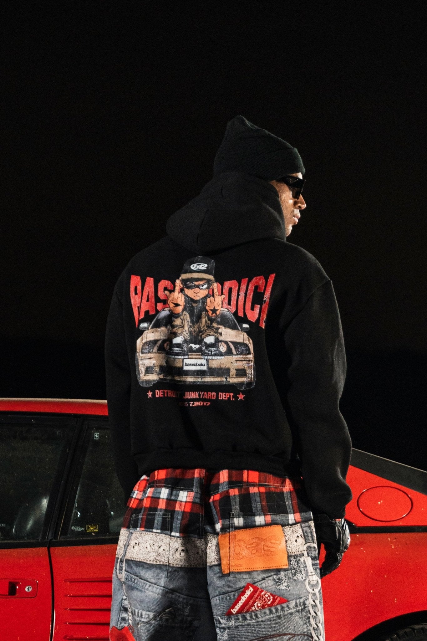 Hoodie "DETROIT" Junkyard Black - BASEDODICI®