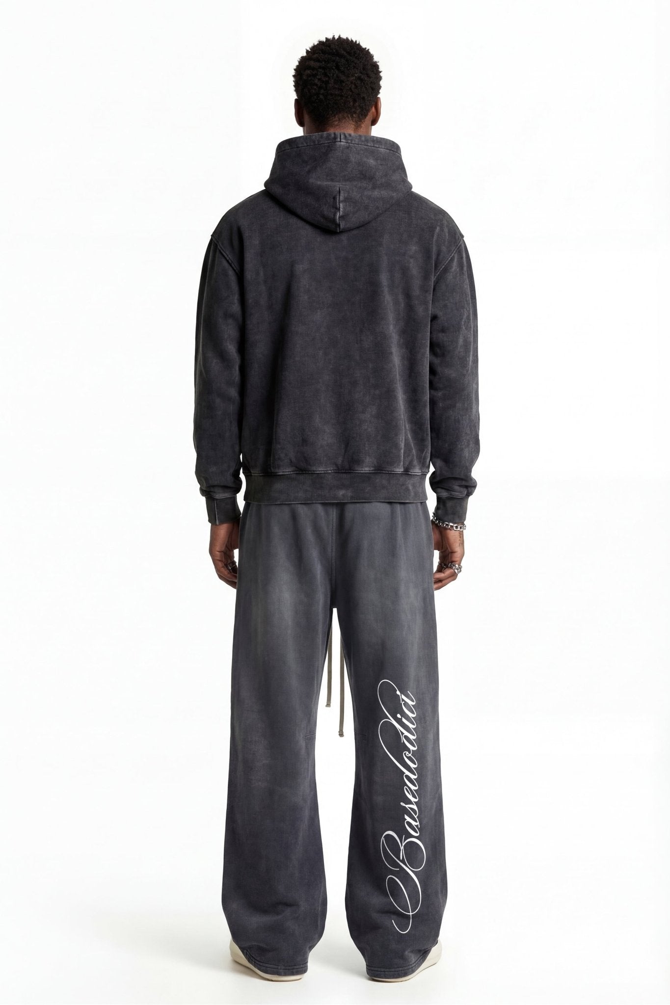 Hoodie "FOR DREAMERS" Logo Stone Washed Dark - BASEDODICI®