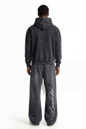 Hoodie "FOR DREAMERS" Logo Stone Washed Dark - BASEDODICI®