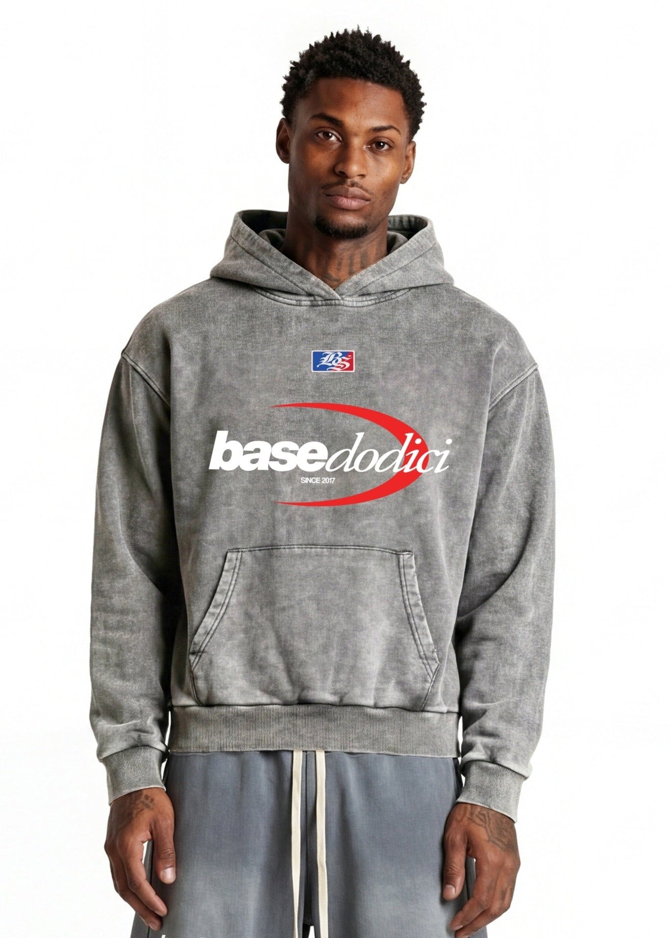 Hoodie "FOR DREAMERS" Logo Stone Washed Light - BASEDODICI®