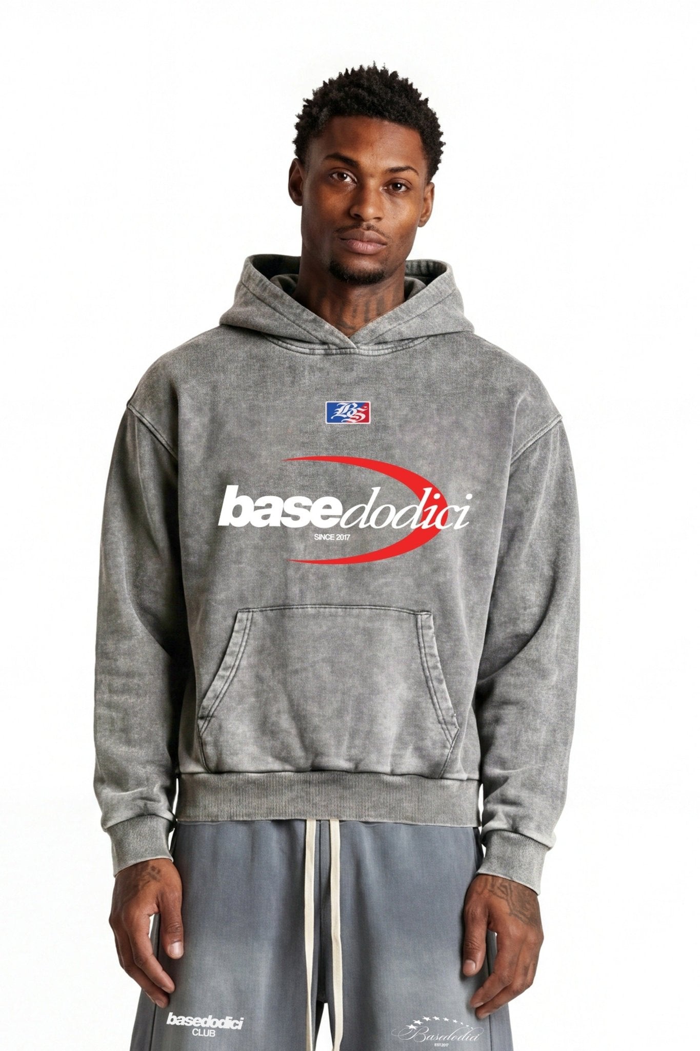 Hoodie "FOR DREAMERS" Logo Stone Washed Light - BASEDODICI®