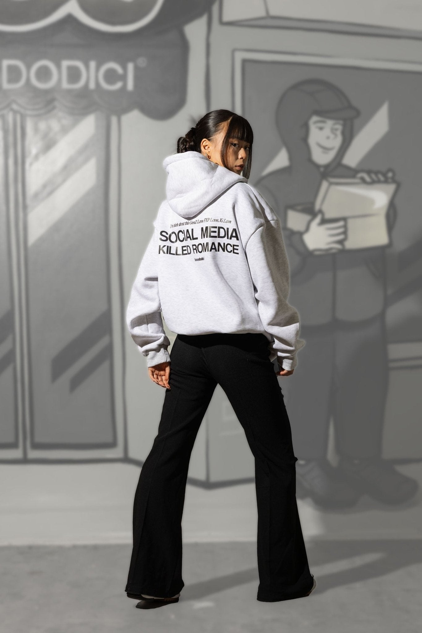 Hoodie "KILLED ROMANCE" AshGrey/Black - BASEDODICI®