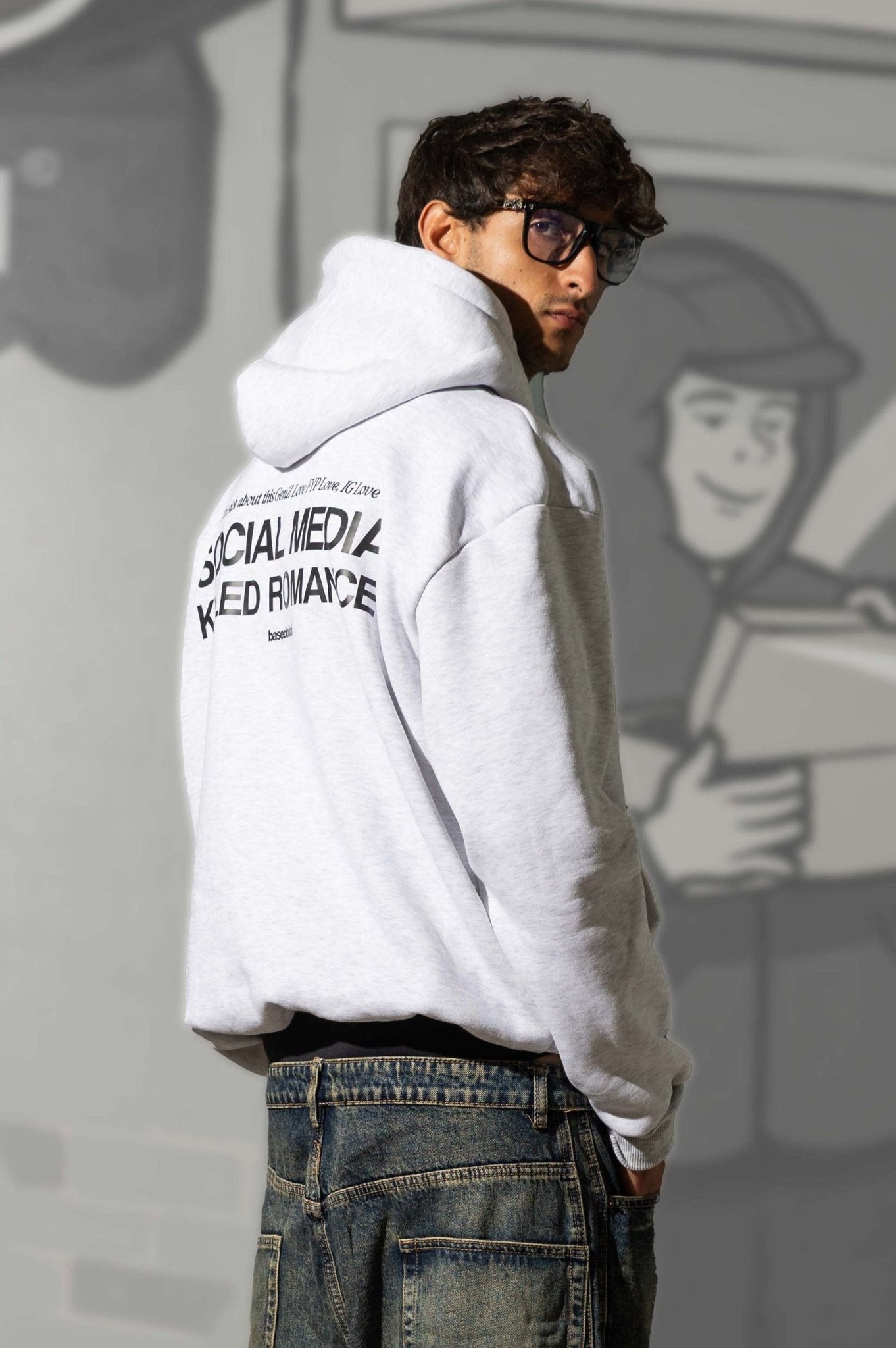 Hoodie "KILLED ROMANCE" AshGrey/Black - BASEDODICI®