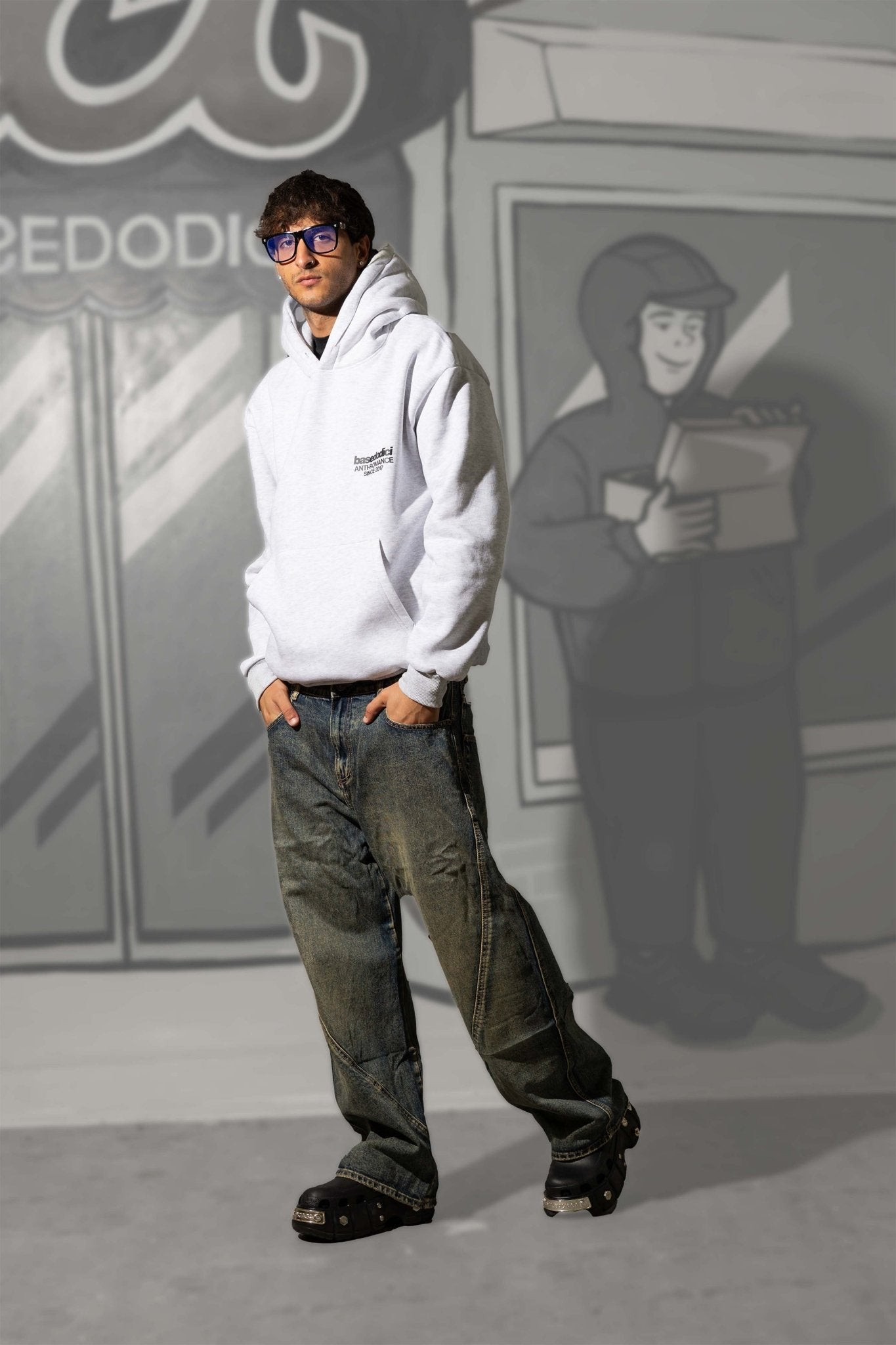 Hoodie "KILLED ROMANCE" AshGrey/Black - BASEDODICI®