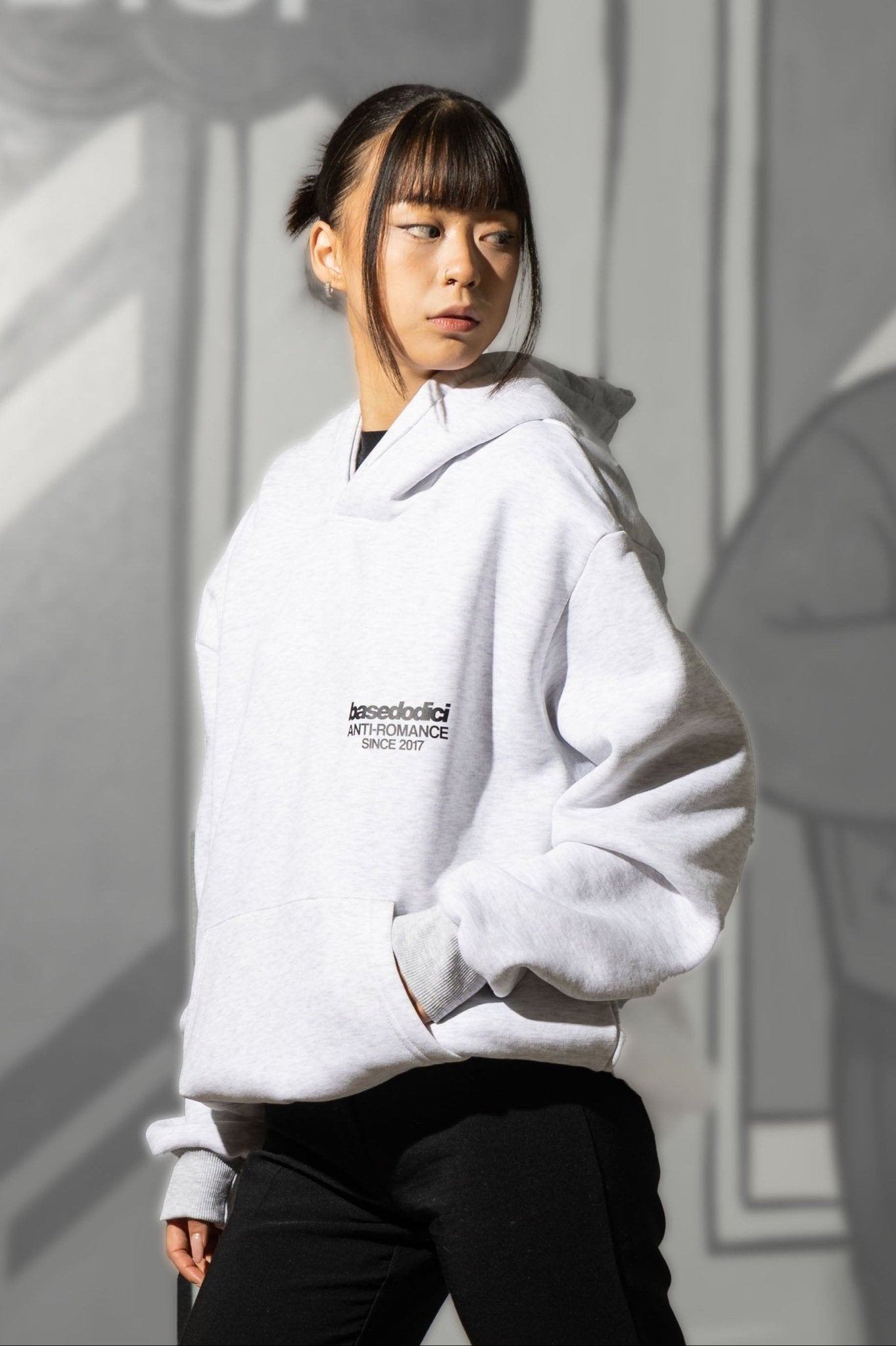 Hoodie "KILLED ROMANCE" AshGrey/Black - BASEDODICI®