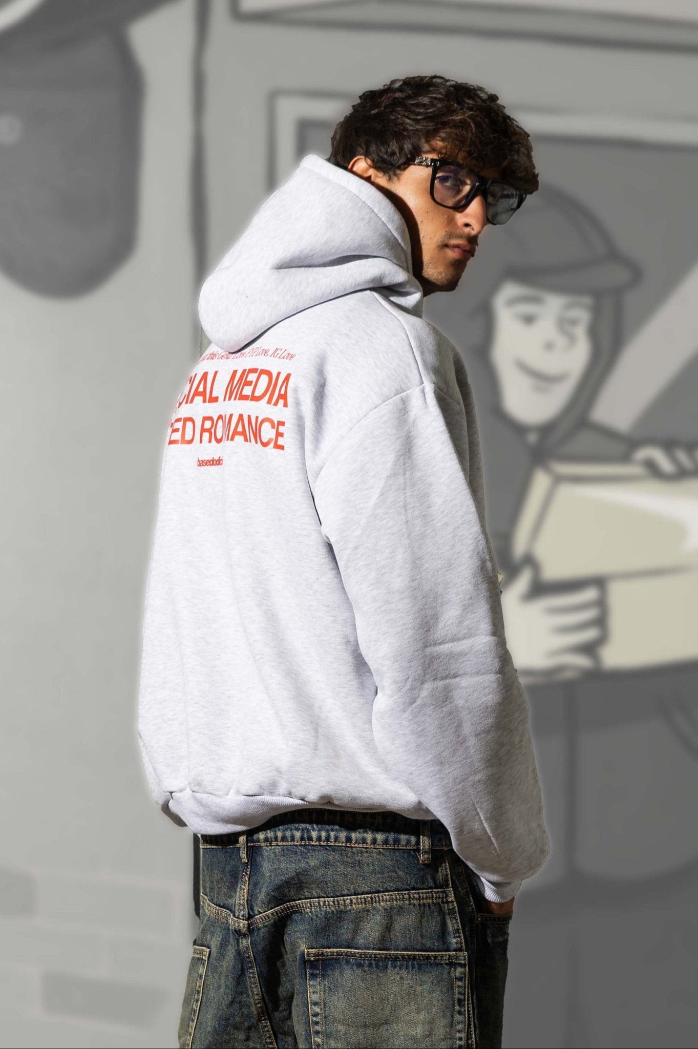 Hoodie "KILLED ROMANCE" AshGrey/Red - BASEDODICI®