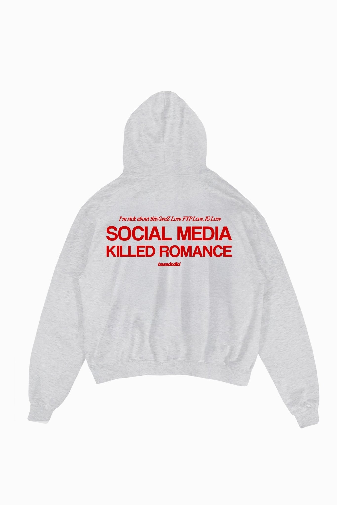 Hoodie "KILLED ROMANCE" AshGrey/Red - BASEDODICI®