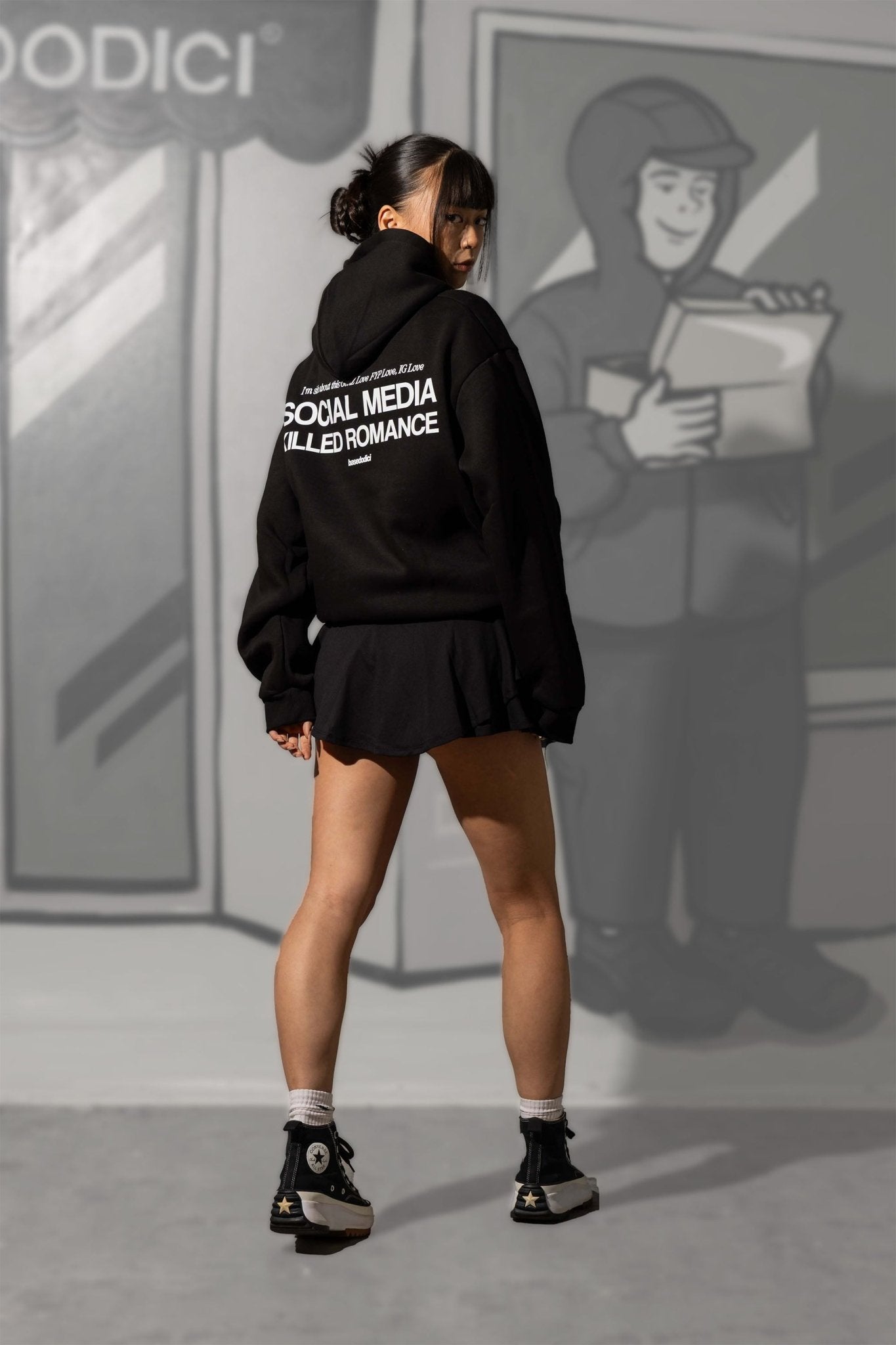 Hoodie "KILLED ROMANCE" Black/White - BASEDODICI®