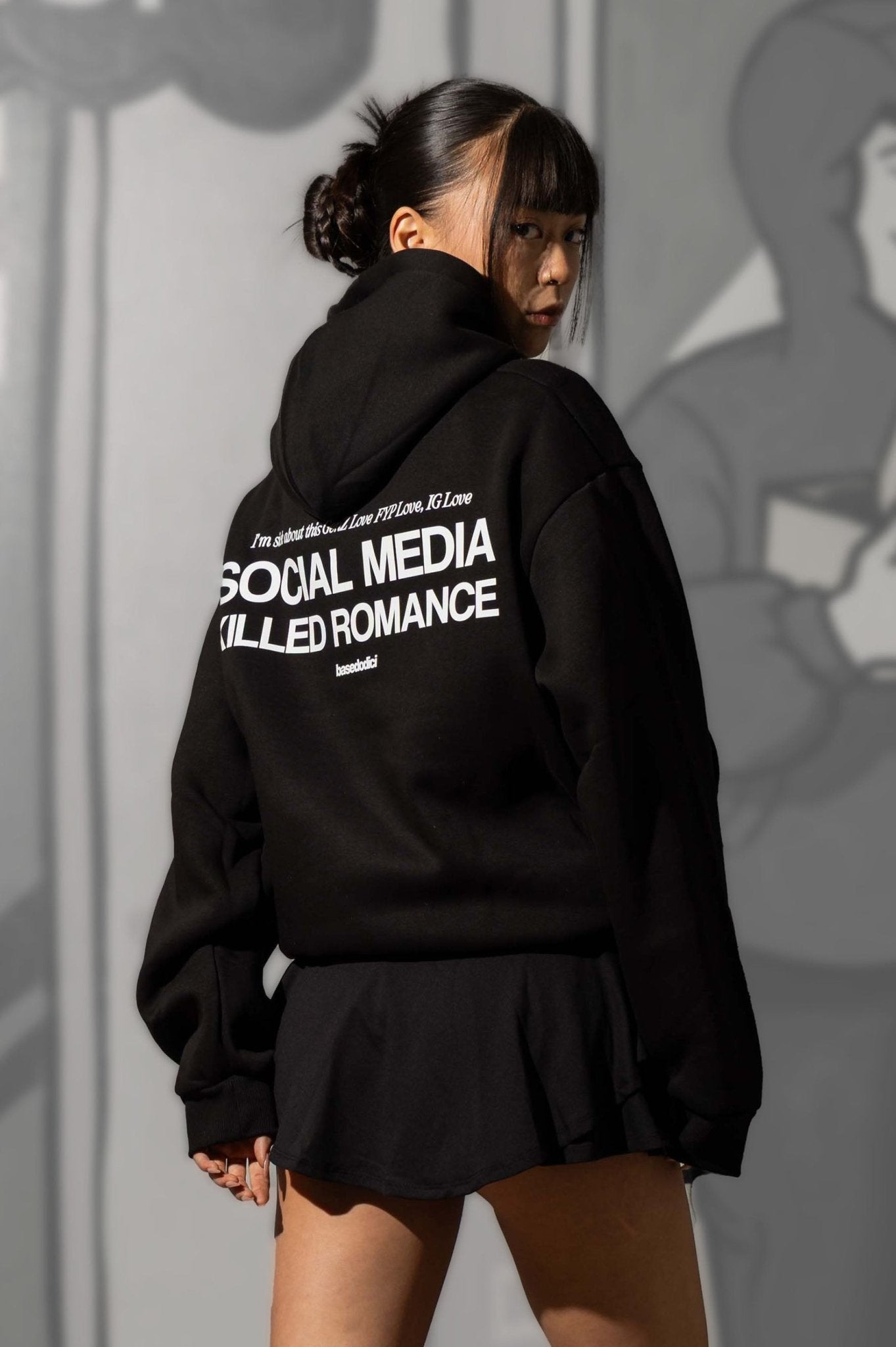 Hoodie "KILLED ROMANCE" Black/White - BASEDODICI®