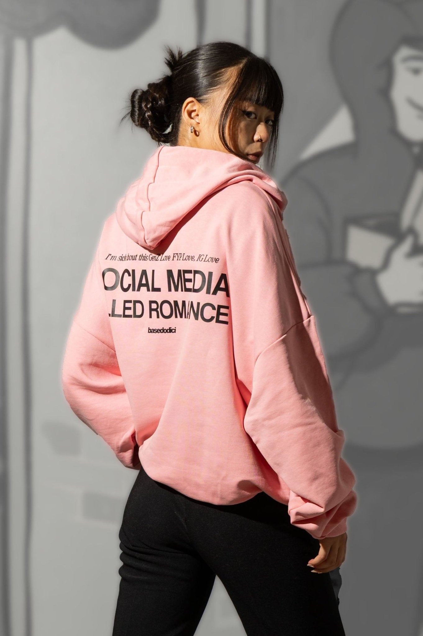 Hoodie "KILLED ROMANCE" Pink/Black - BASEDODICI®