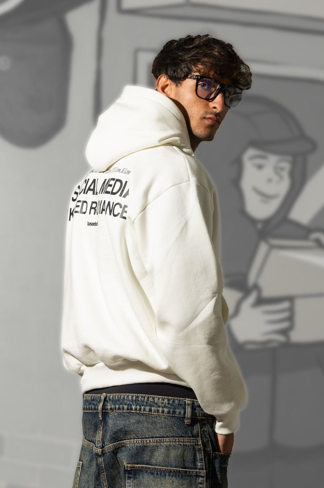 Hoodie "KILLED ROMANCE" White/Black - BASEDODICI®