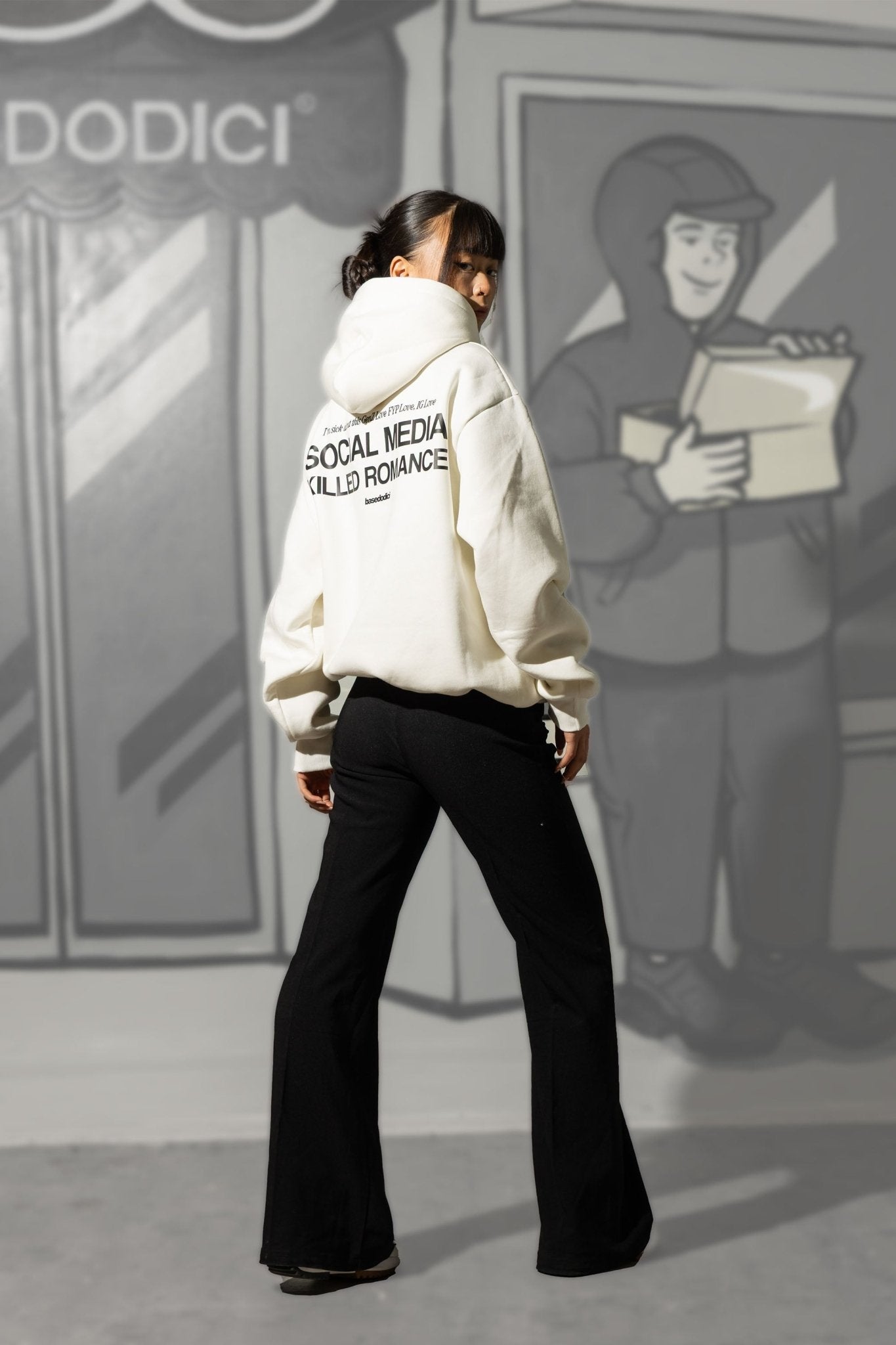 Hoodie "KILLED ROMANCE" White/Black - BASEDODICI®