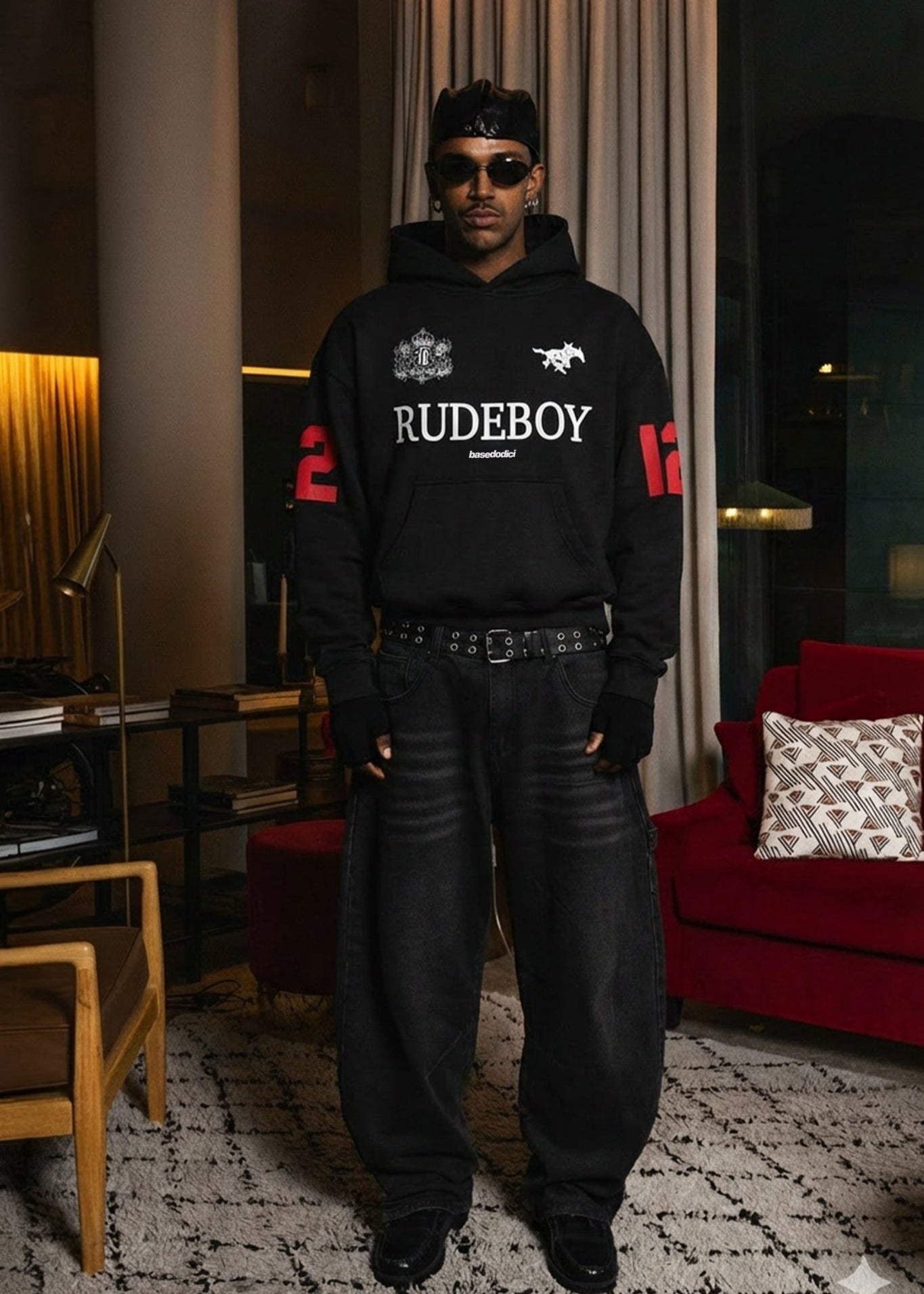 Hoodie "RUDEBOY LDN" 12 Black - BASEDODICI®