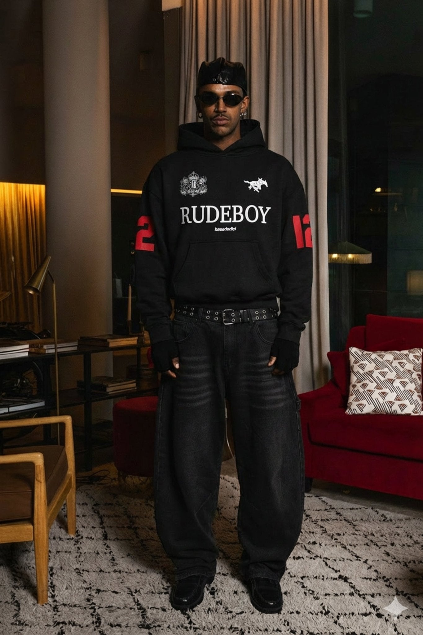 Hoodie "RUDEBOY LDN" 12 Black - BASEDODICI®