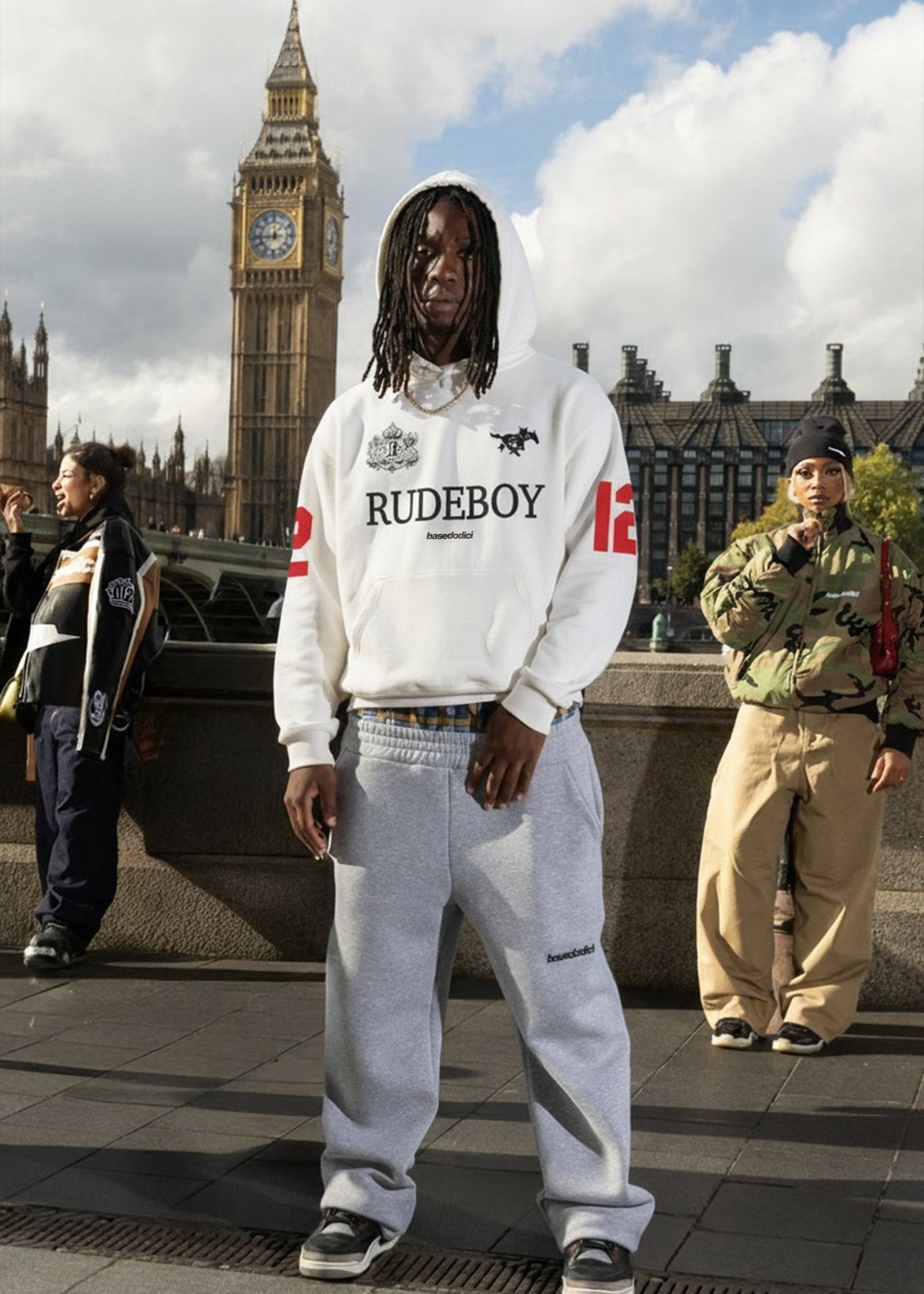 Hoodie "RUDEBOY LDN" 12 White - BASEDODICI®