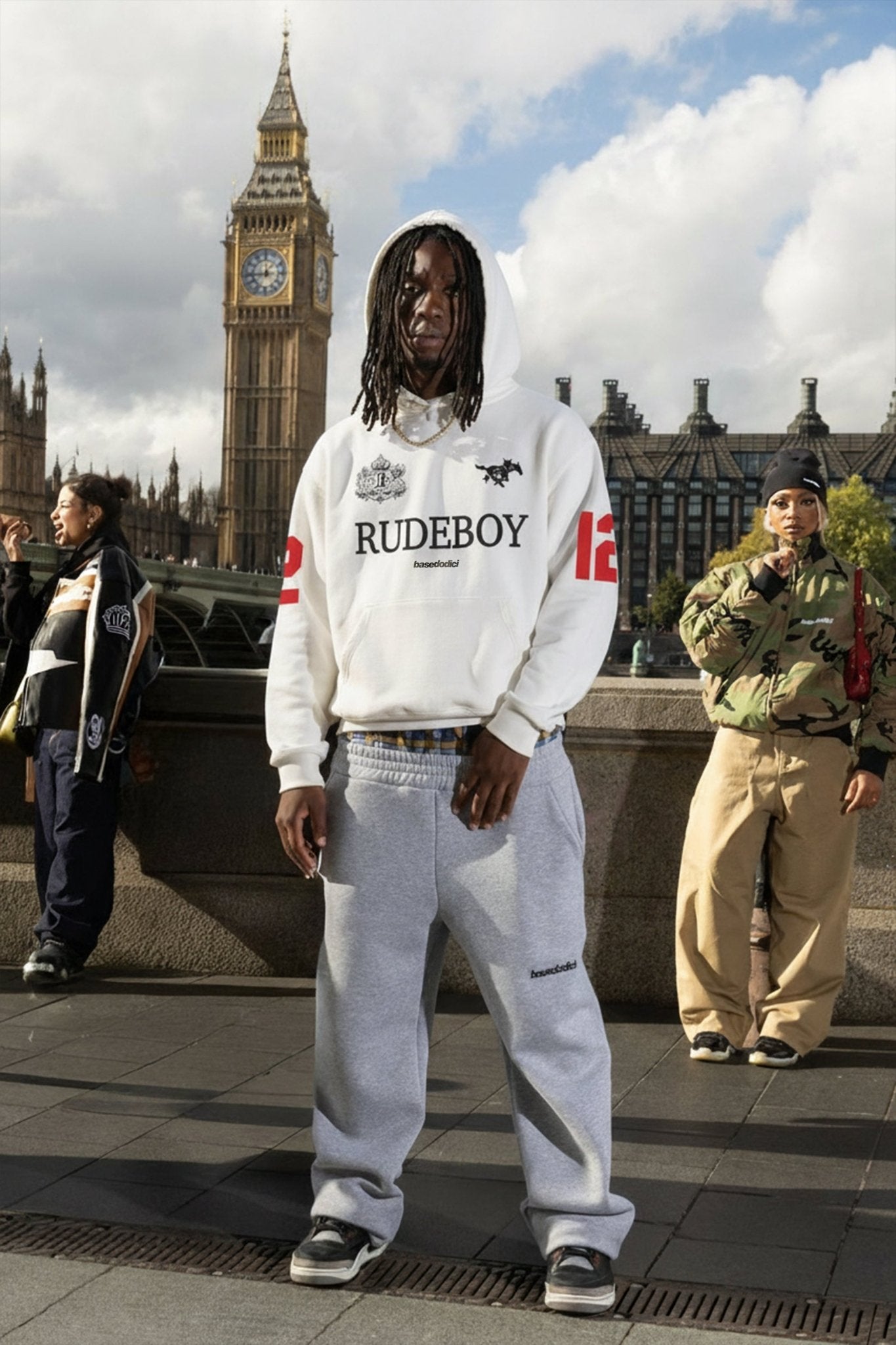 Hoodie "RUDEBOY LDN" 12 White - BASEDODICI®