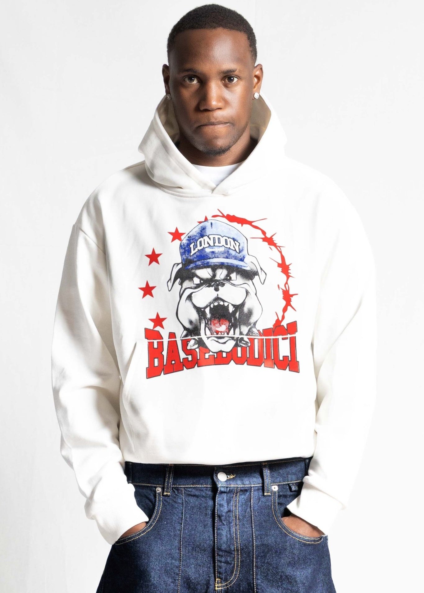 Hoodie "RUDEBOY LDN" Bull White - BASEDODICI®