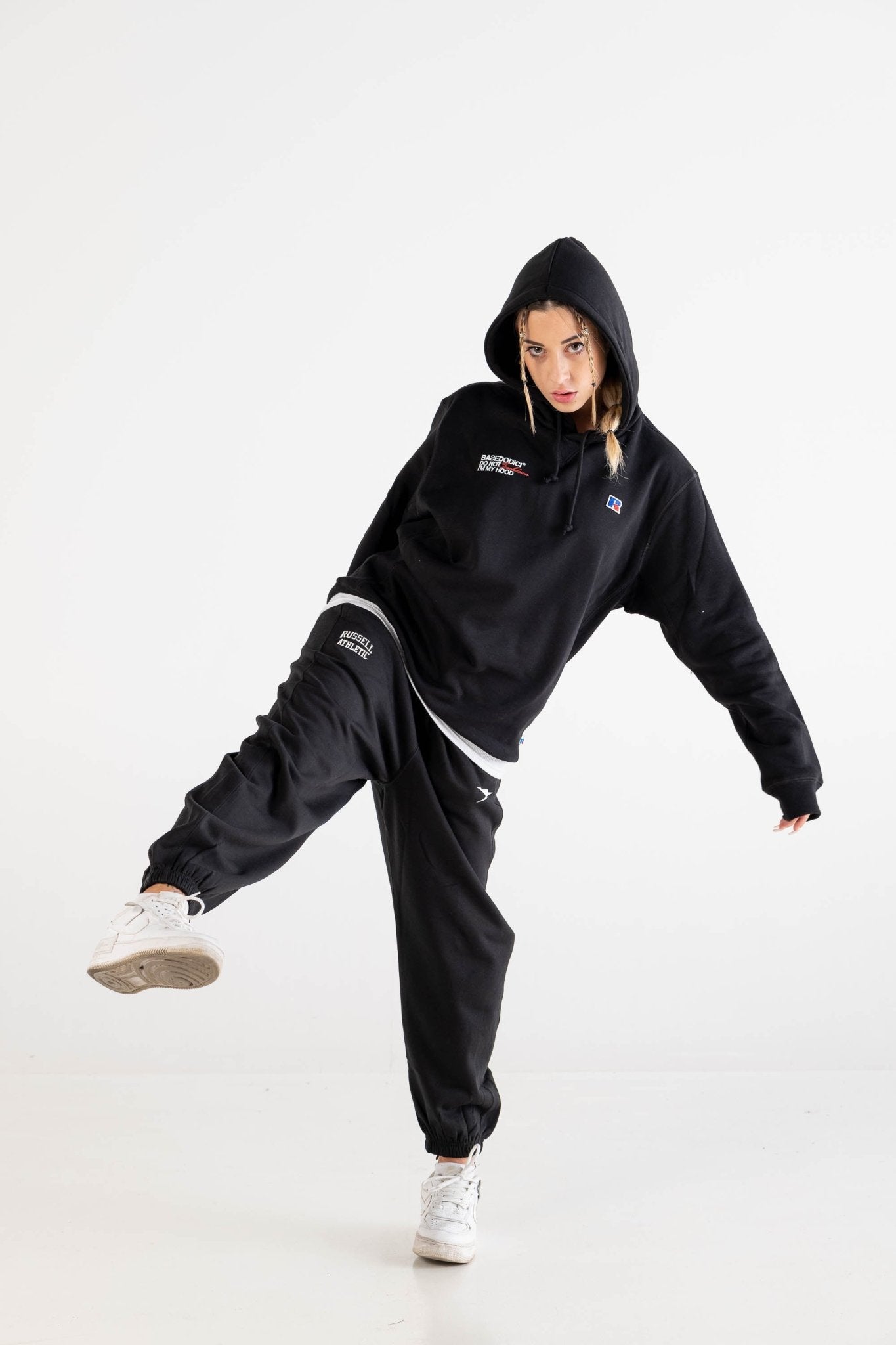 Hoodie “RUSSELLxBASEDODICI" Collab Logo Black - BASEDODICI®