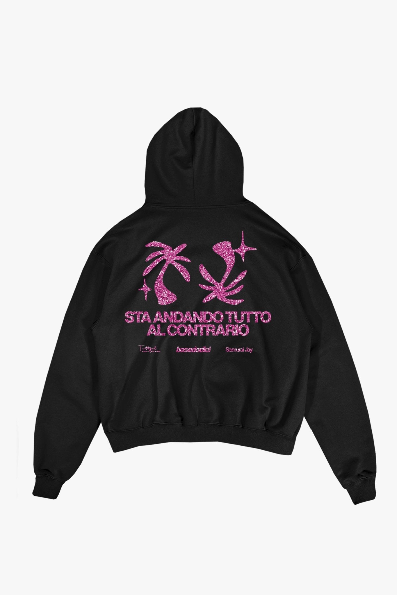 Hoodie "SAMURAIJAYxBASEDODICI" TuttoSbagliato Black/GlitterPink - BASEDODICI®