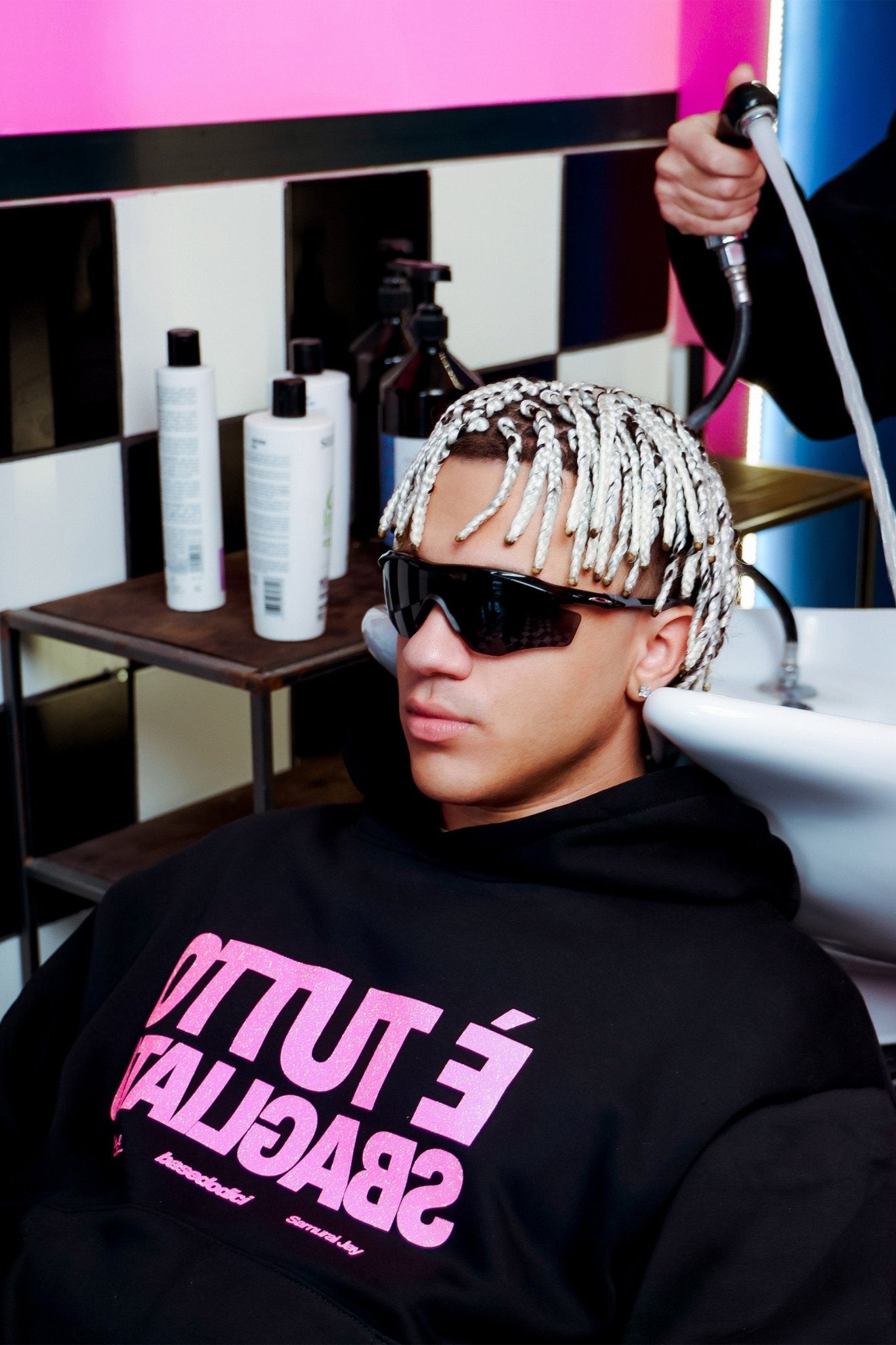 Hoodie "SAMURAIJAYxBASEDODICI" TuttoSbagliato Black/GlitterPink - BASEDODICI®