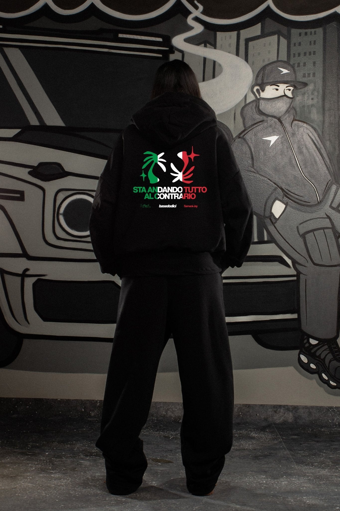 Hoodie "SAMURAIJAYxBASEDODICI" TuttoSbagliato Black/ITA - BASEDODICI®