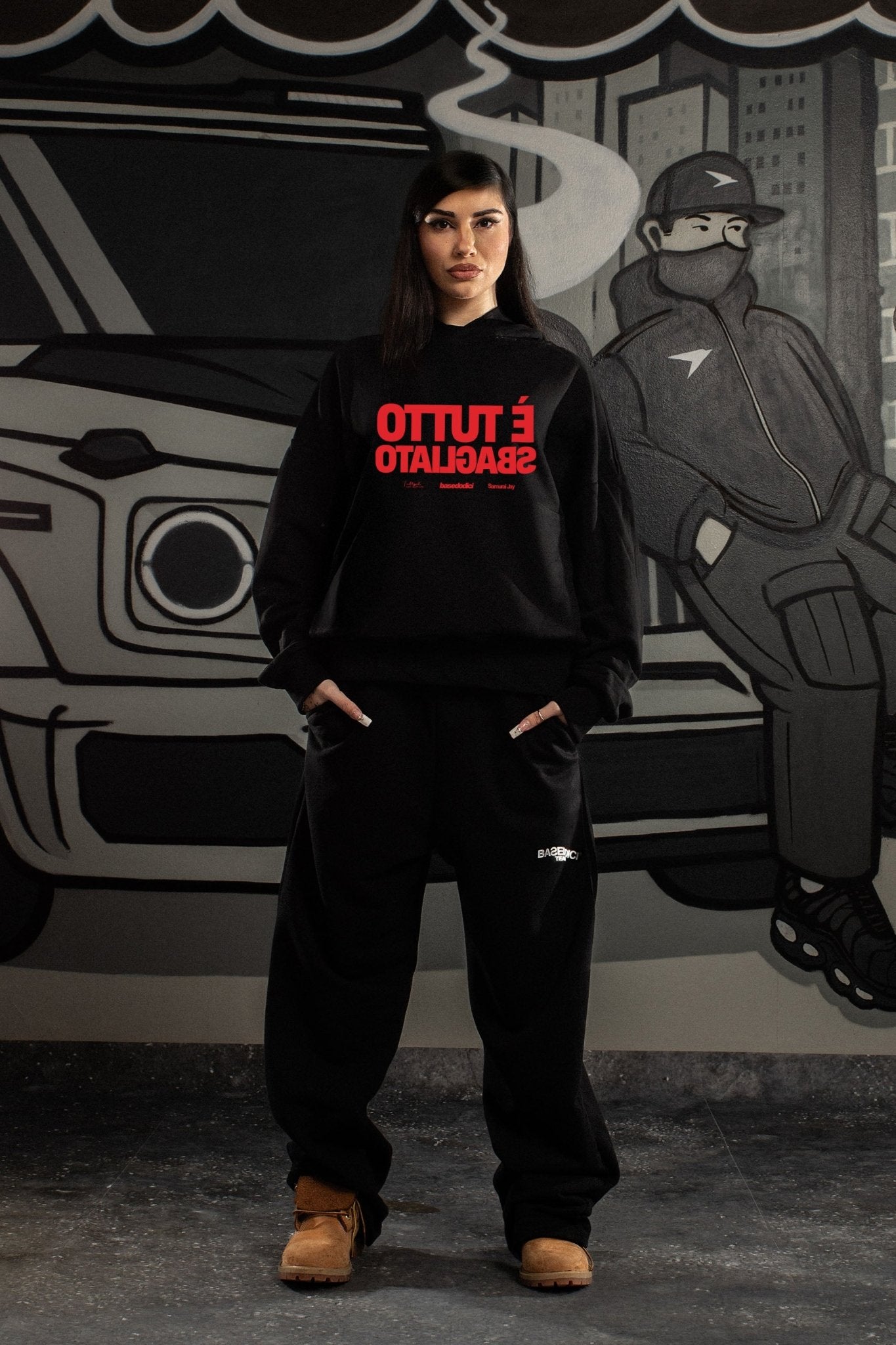 Hoodie "SAMURAIJAYxBASEDODICI" TuttoSbagliato Black/Red - BASEDODICI®