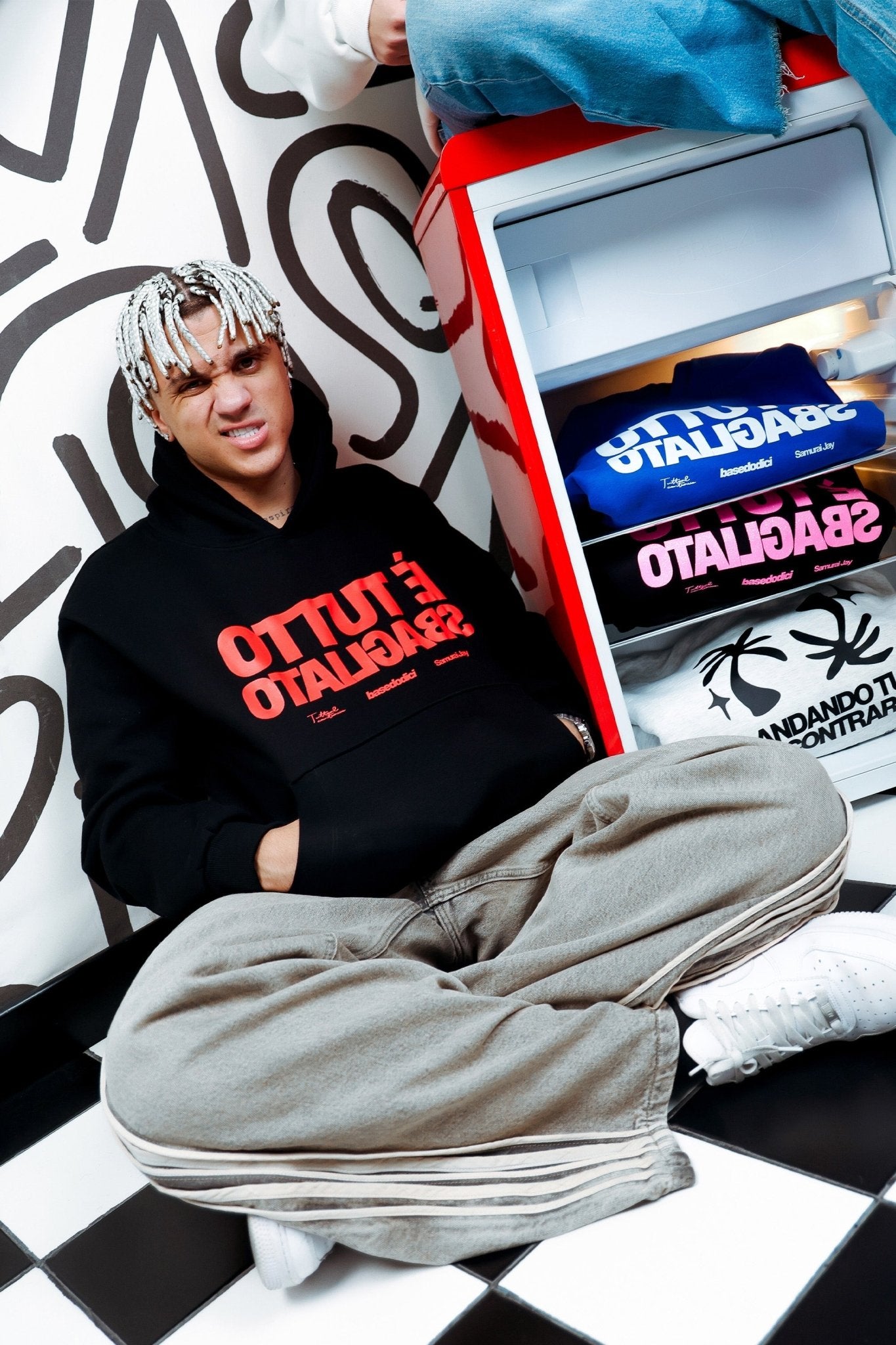 Hoodie "SAMURAIJAYxBASEDODICI" TuttoSbagliato Black/Red - BASEDODICI®
