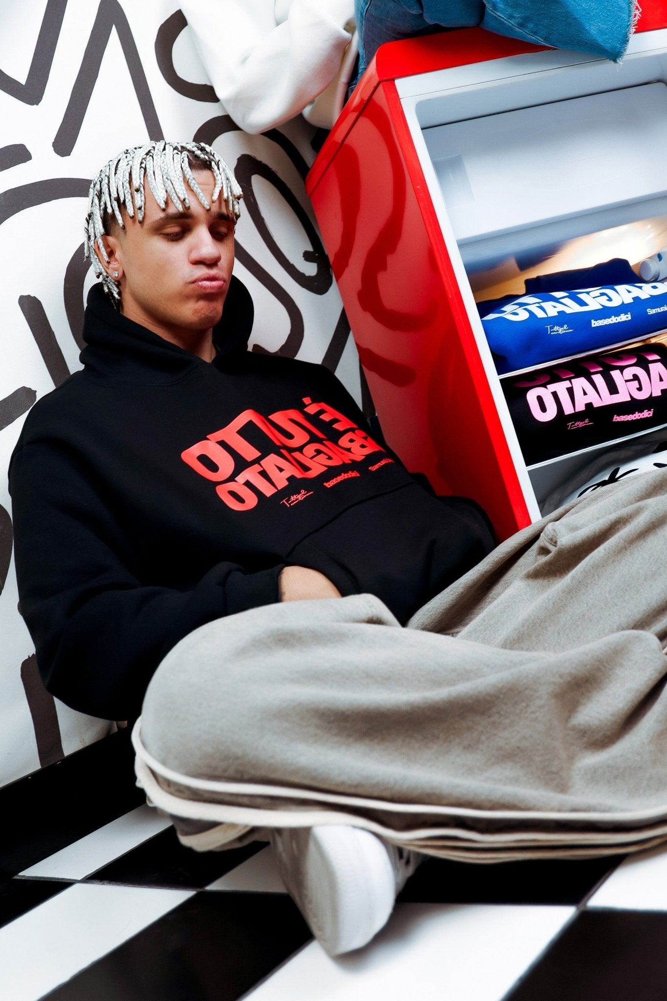 Hoodie "SAMURAIJAYxBASEDODICI" TuttoSbagliato Black/Red - BASEDODICI®