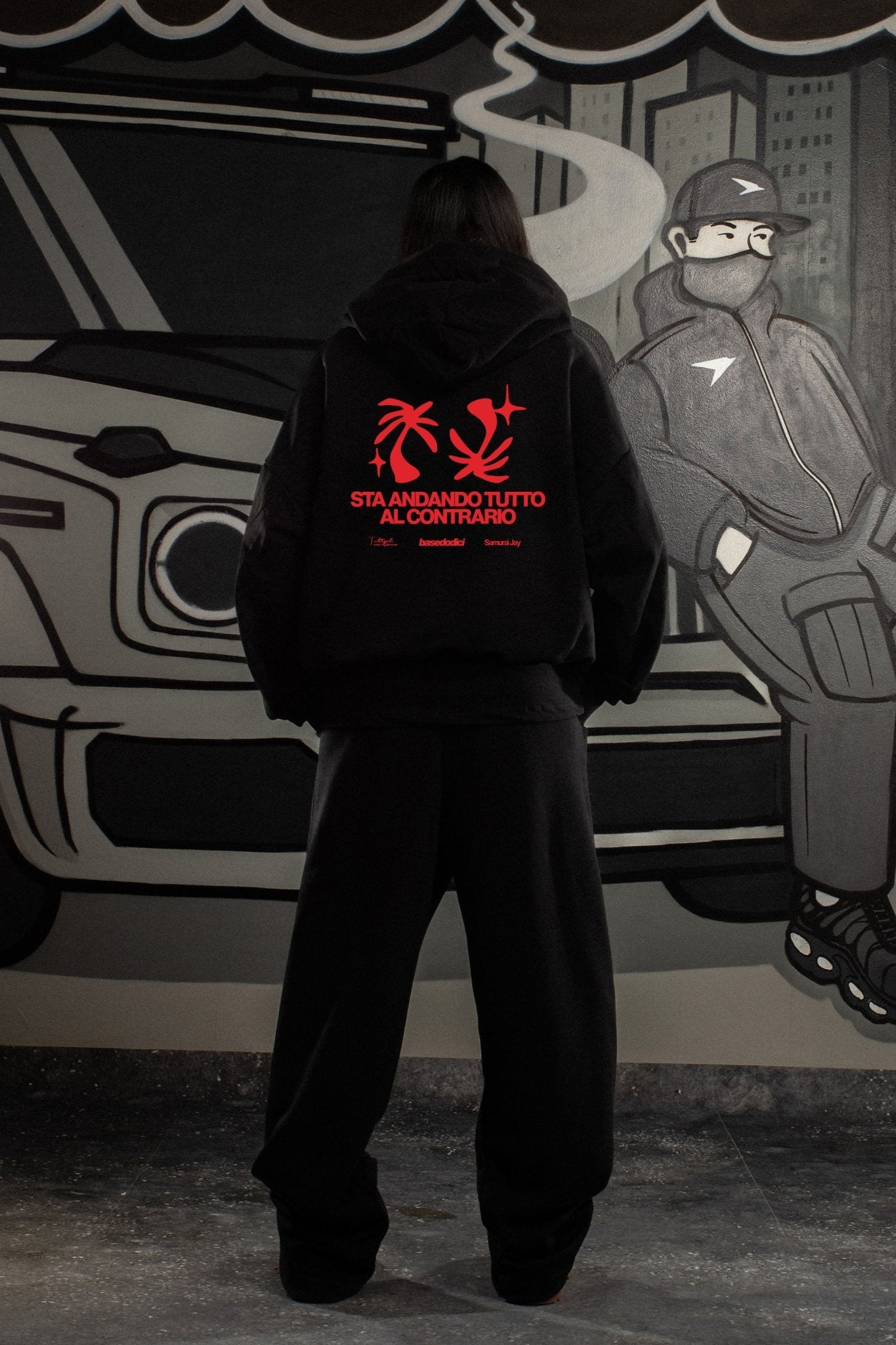 Hoodie "SAMURAIJAYxBASEDODICI" TuttoSbagliato Black/Red - BASEDODICI®