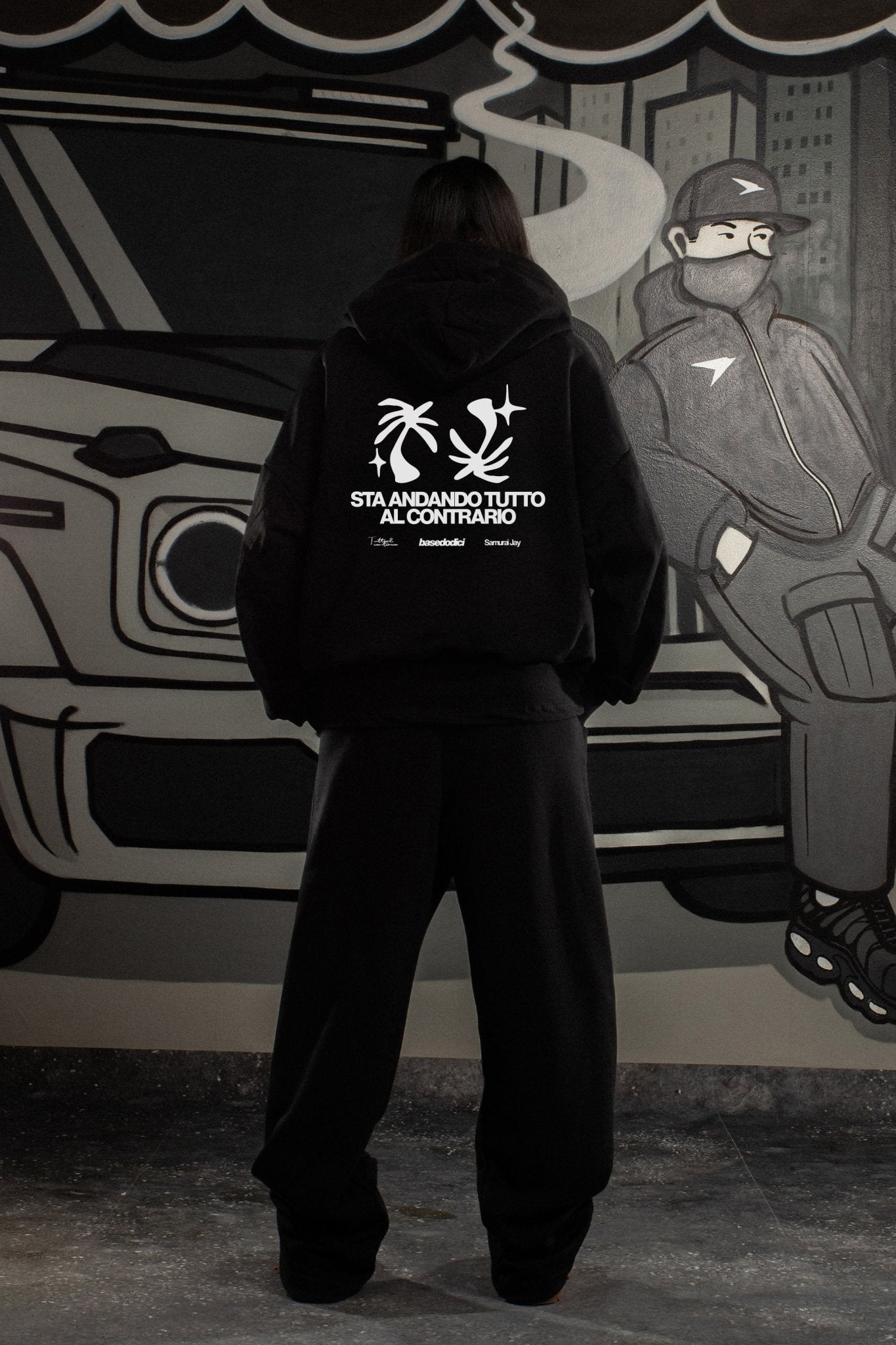 Hoodie "SAMURAIJAYxBASEDODICI" TuttoSbagliato Black/White - BASEDODICI®