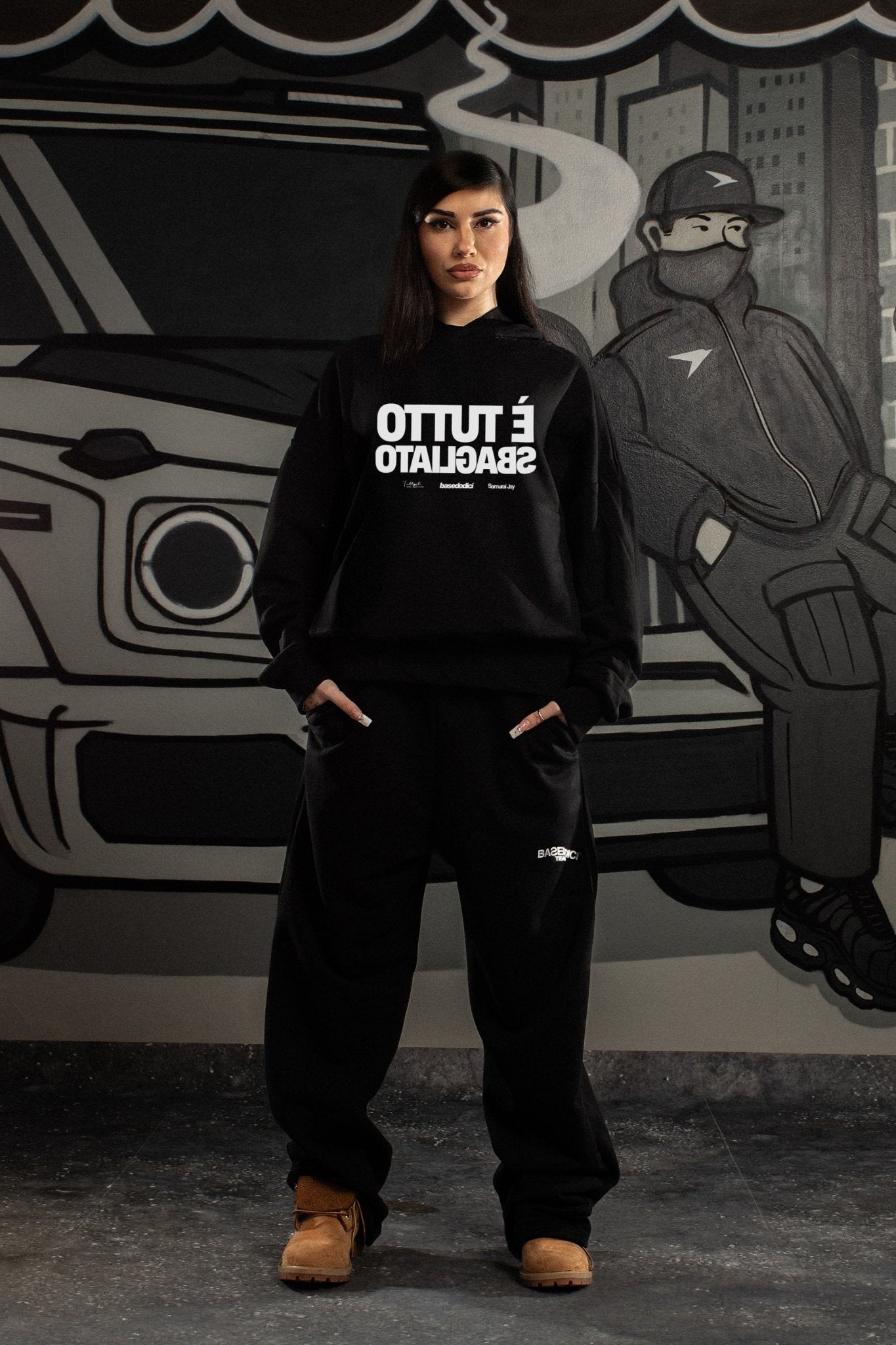 Hoodie "SAMURAIJAYxBASEDODICI" TuttoSbagliato Black/White - BASEDODICI®