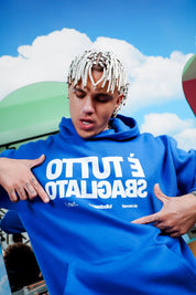 Hoodie "SAMURAIJAYxBASEDODICI" TuttoSbagliato Blue/White - BASEDODICI®