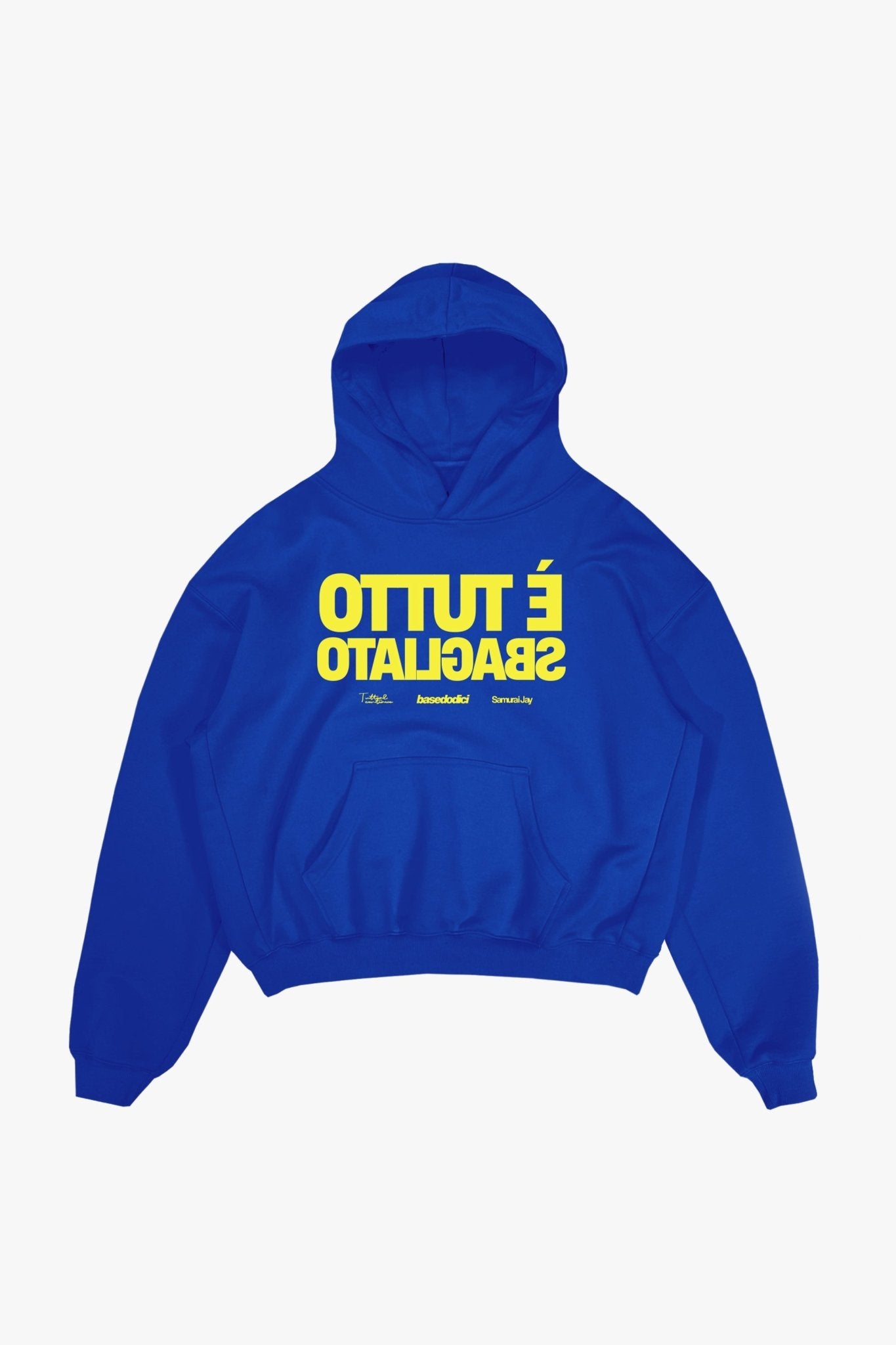 Hoodie "SAMURAIJAYxBASEDODICI" TuttoSbagliato Blue/Yellow - BASEDODICI®