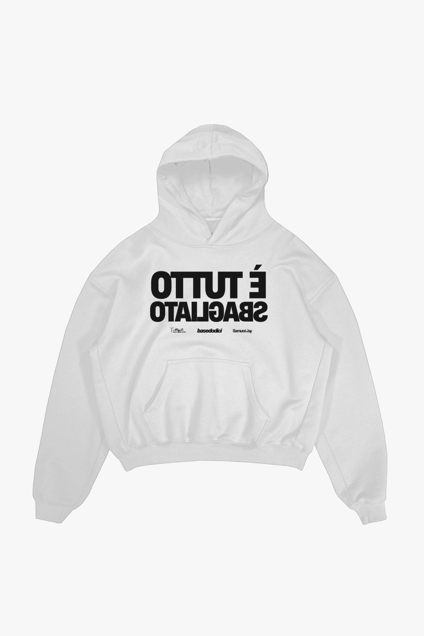 Hoodie "SAMURAIJAYxBASEDODICI" TuttoSbagliato White/Black - BASEDODICI®