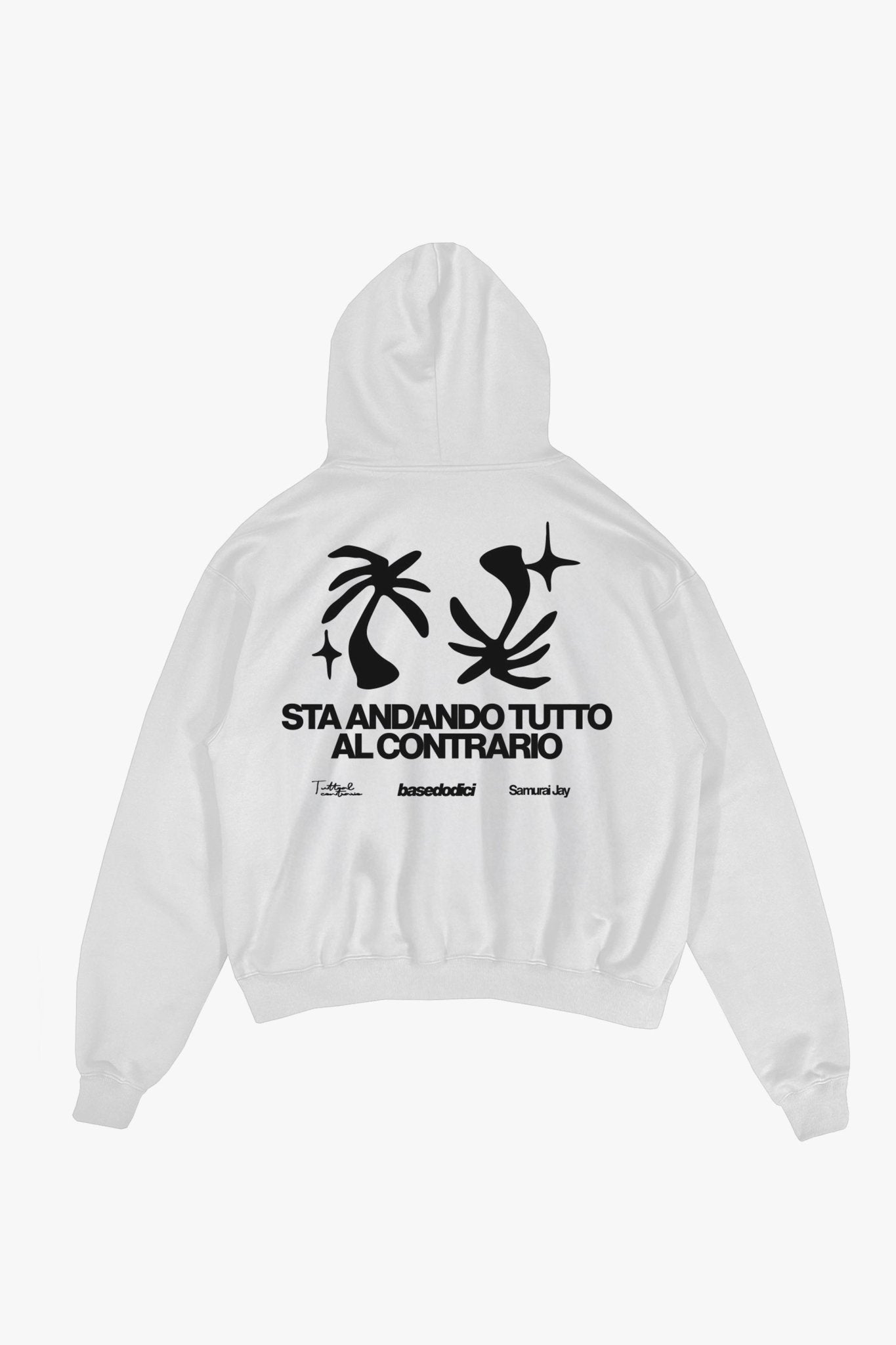 Hoodie "SAMURAIJAYxBASEDODICI" TuttoSbagliato White/Black - BASEDODICI®