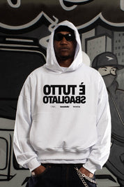 Hoodie "SAMURAIJAYxBASEDODICI" TuttoSbagliato White/Black - BASEDODICI®