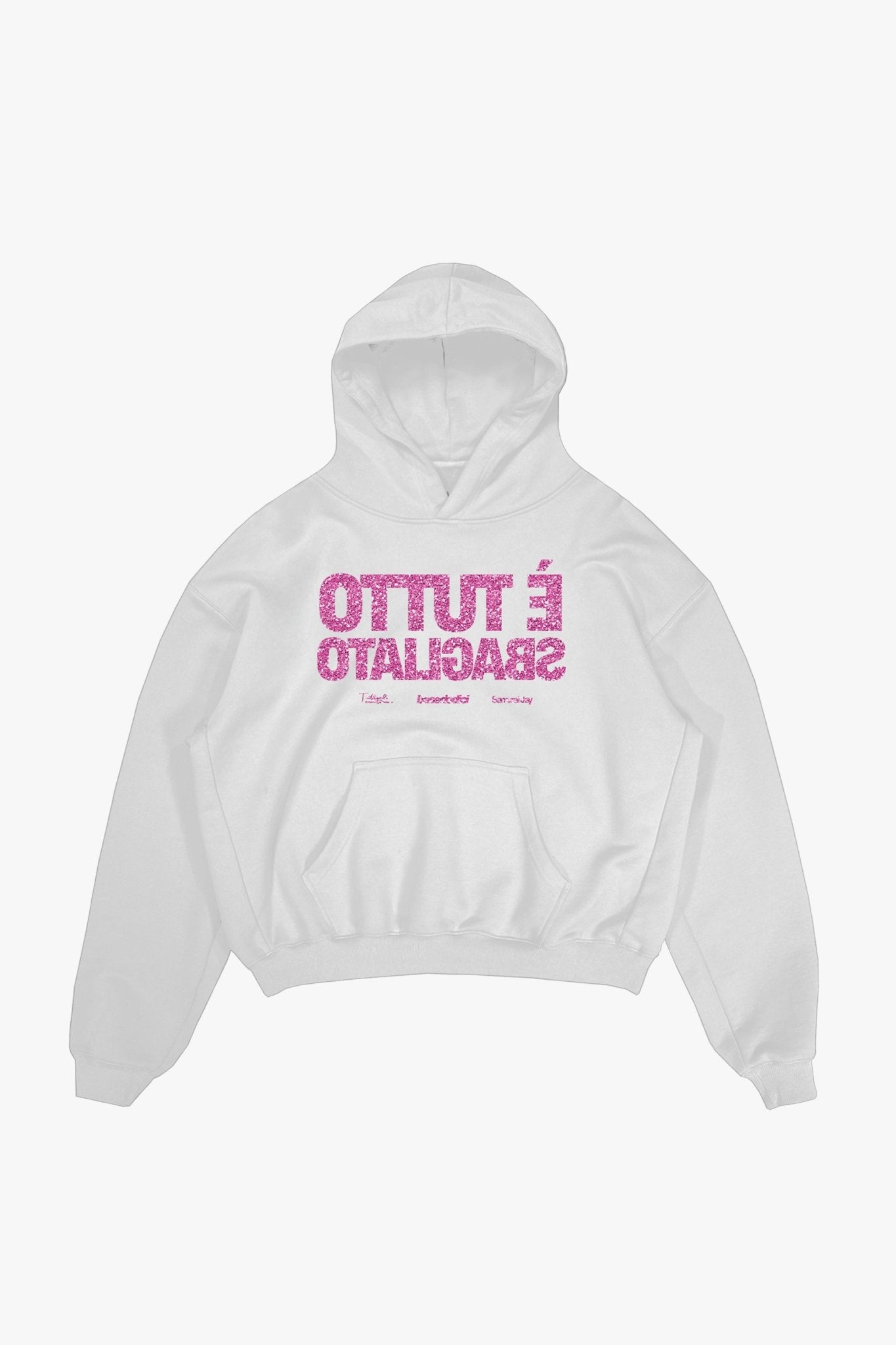Hoodie "SAMURAIJAYxBASEDODICI" TuttoSbagliato White/GlitterPink - BASEDODICI®