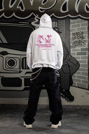 Hoodie "SAMURAIJAYxBASEDODICI" TuttoSbagliato White/GlitterPink - BASEDODICI®