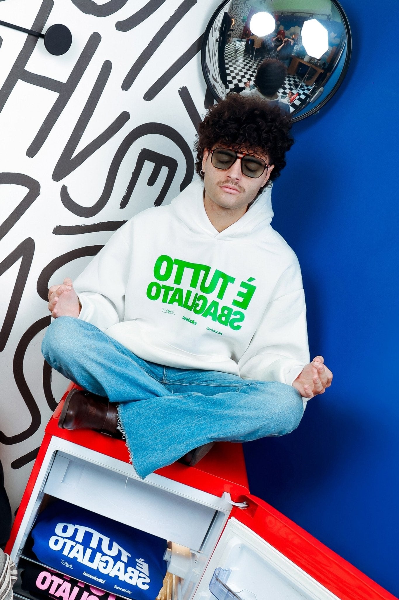 Hoodie "SAMURAIJAYxBASEDODICI" TuttoSbagliato White/Green - BASEDODICI®