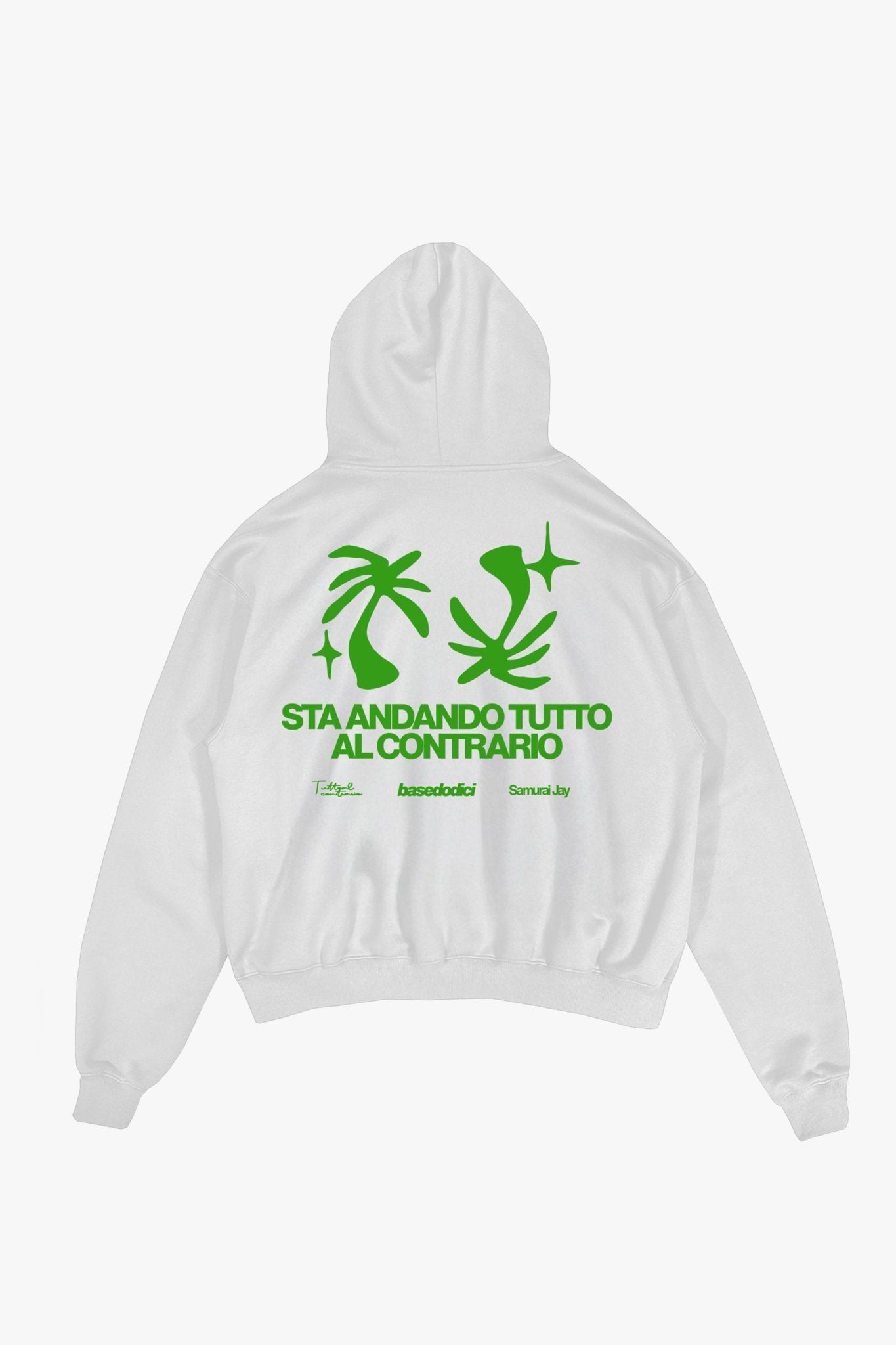 Hoodie "SAMURAIJAYxBASEDODICI" TuttoSbagliato White/Green - BASEDODICI®