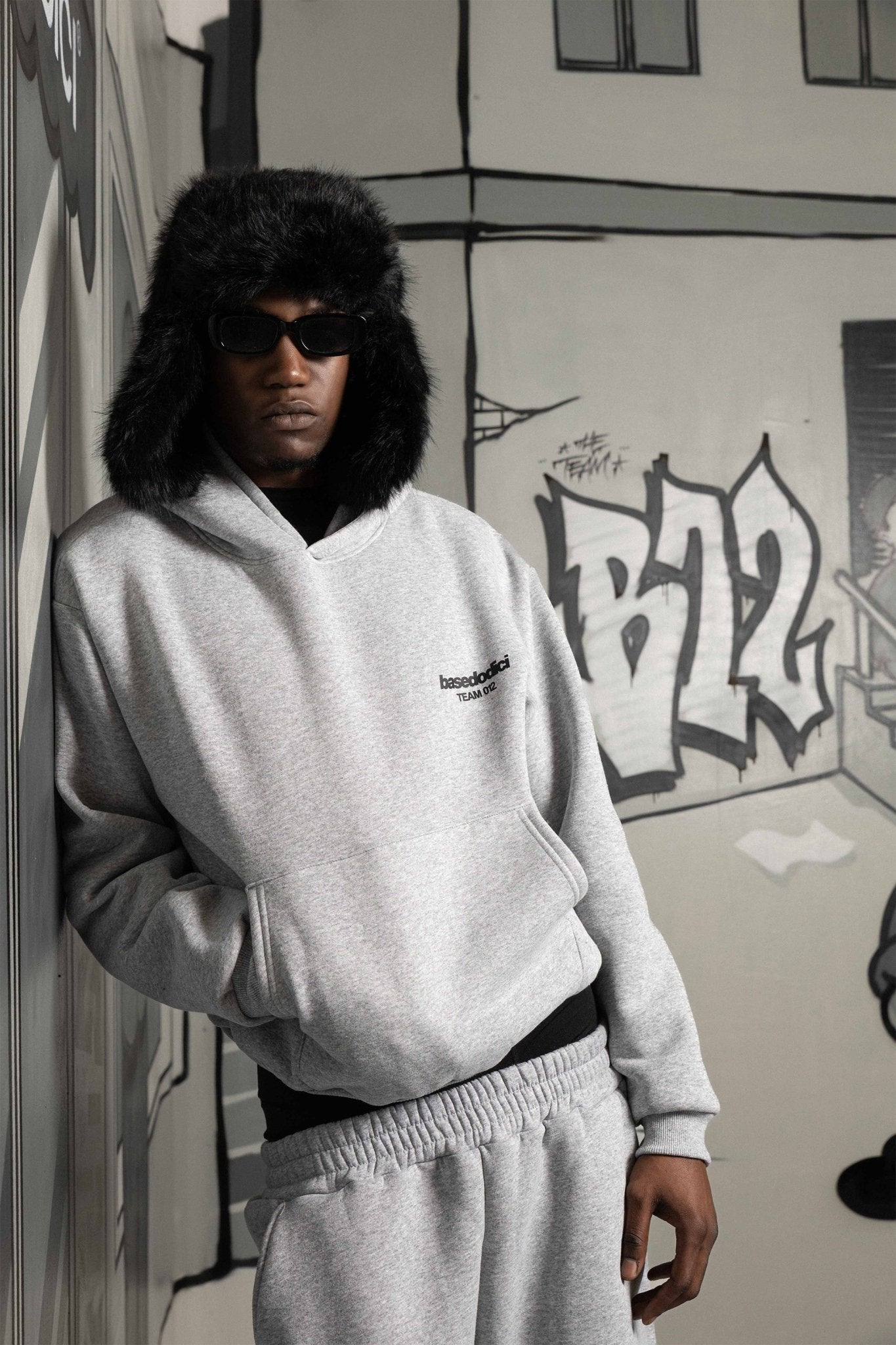 Hoodie "TEAM012" Back 12 AshGrey/Black - BASEDODICI®