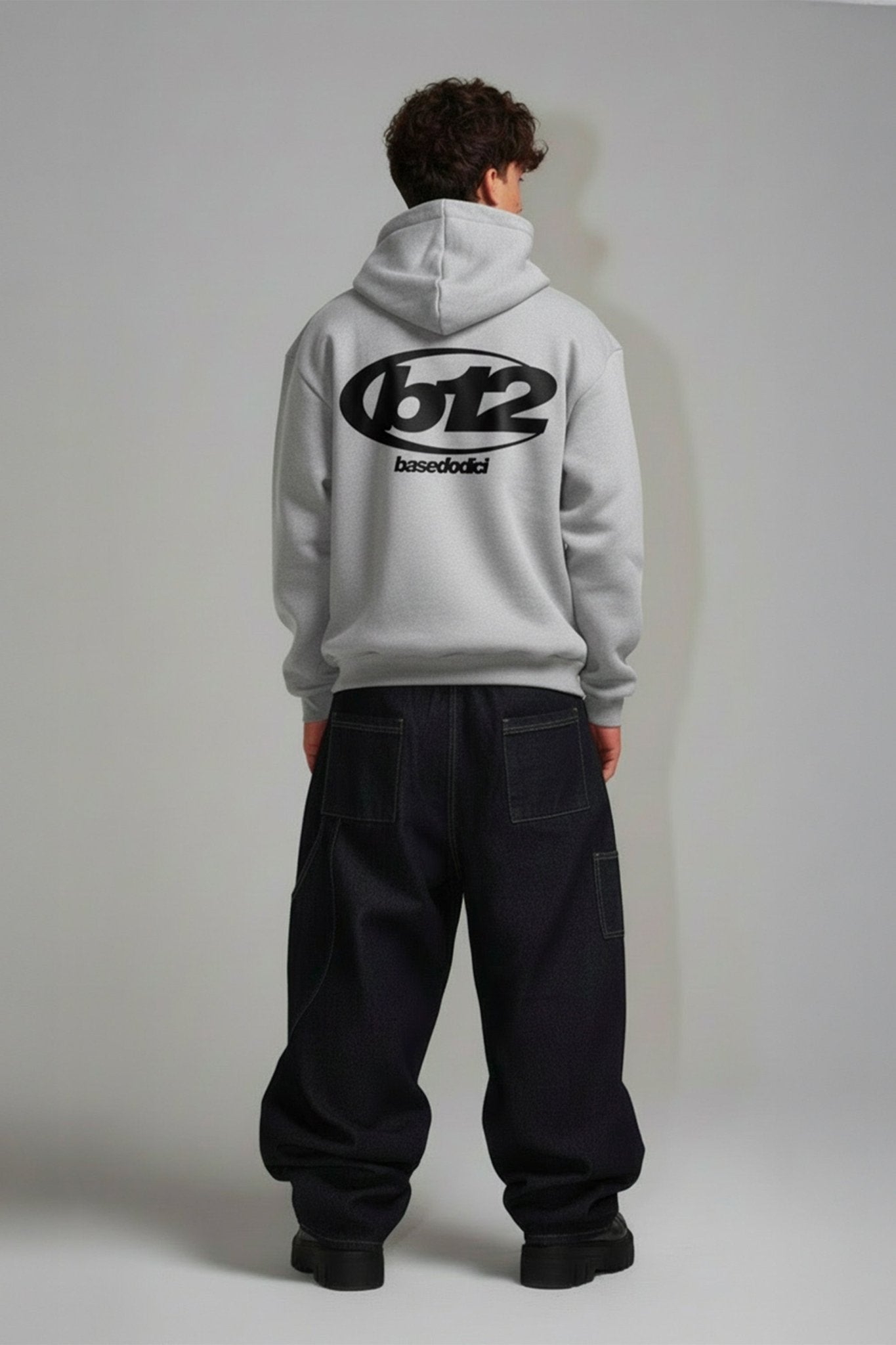 Hoodie "TEAM012" Back 12 AshGrey/Black - BASEDODICI®