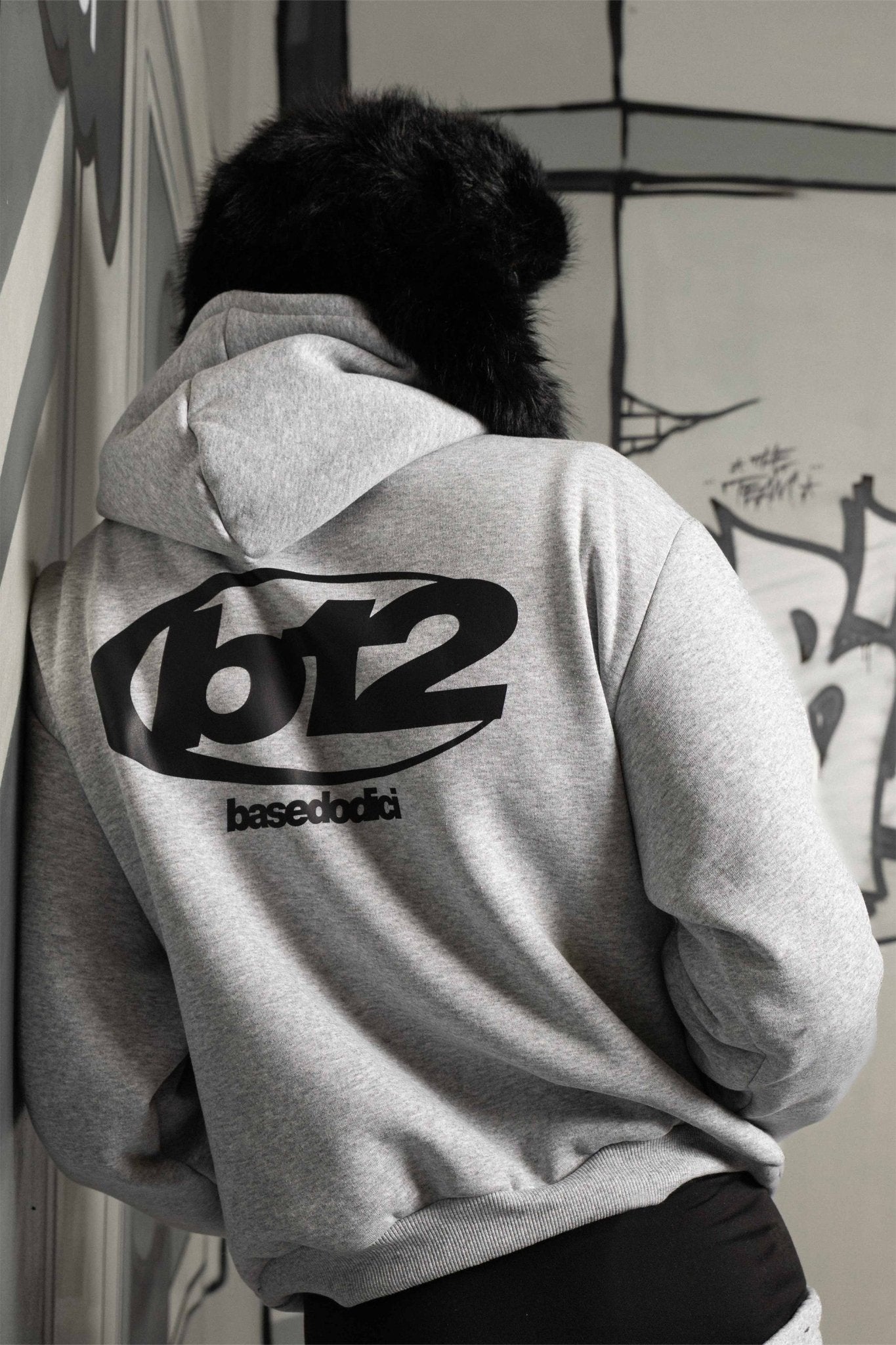 Hoodie "TEAM012" Back 12 AshGrey/Black - BASEDODICI®