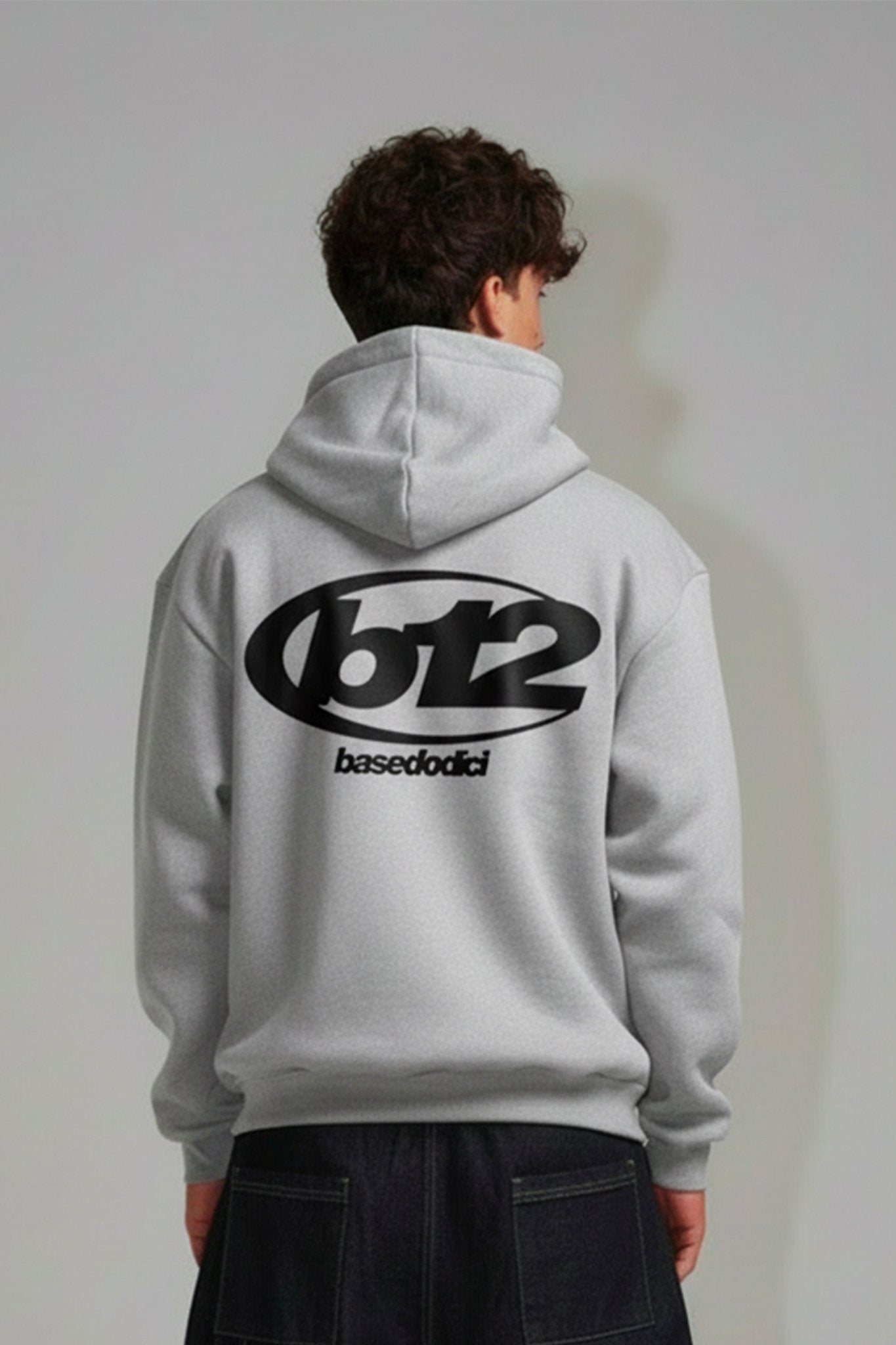 Hoodie "TEAM012" Back 12 AshGrey/Black - BASEDODICI®