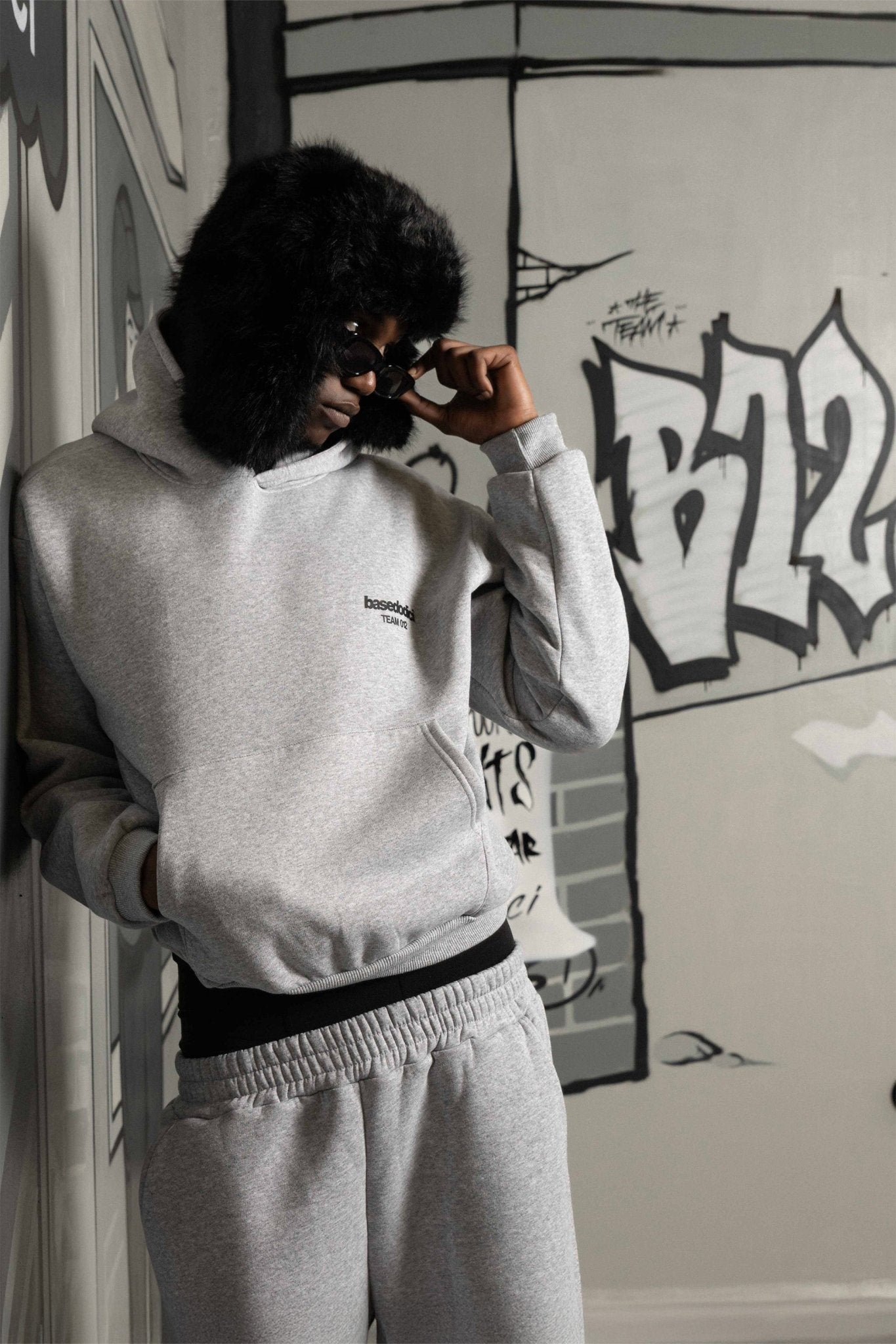 Hoodie "TEAM012" Back 12 AshGrey/Black - BASEDODICI®