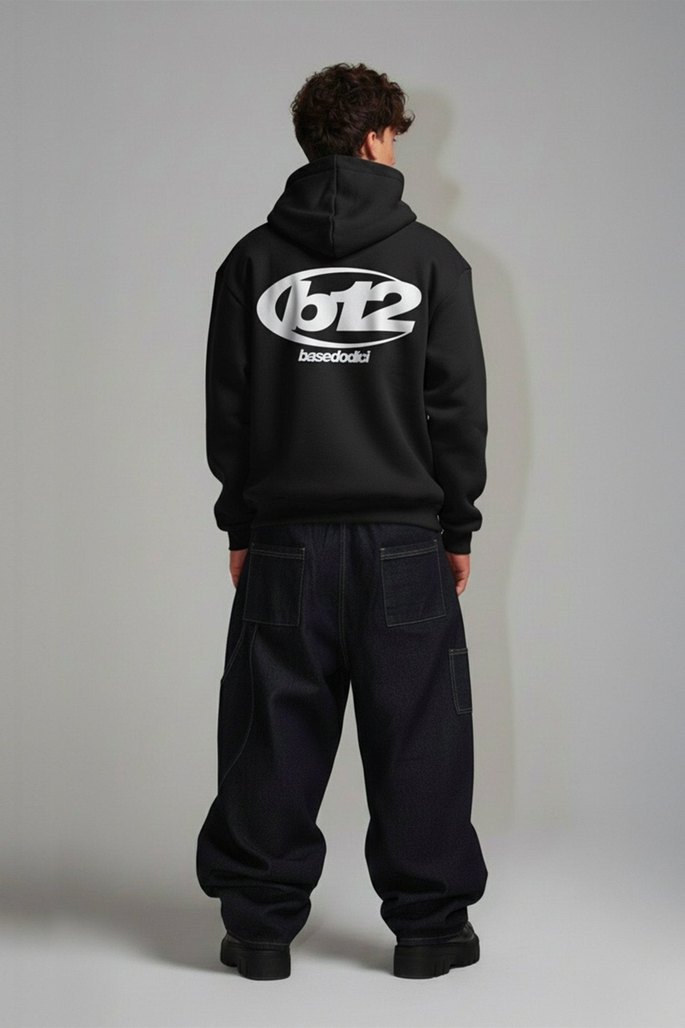 Hoodie "TEAM012" Back 12 Black/White - BASEDODICI®