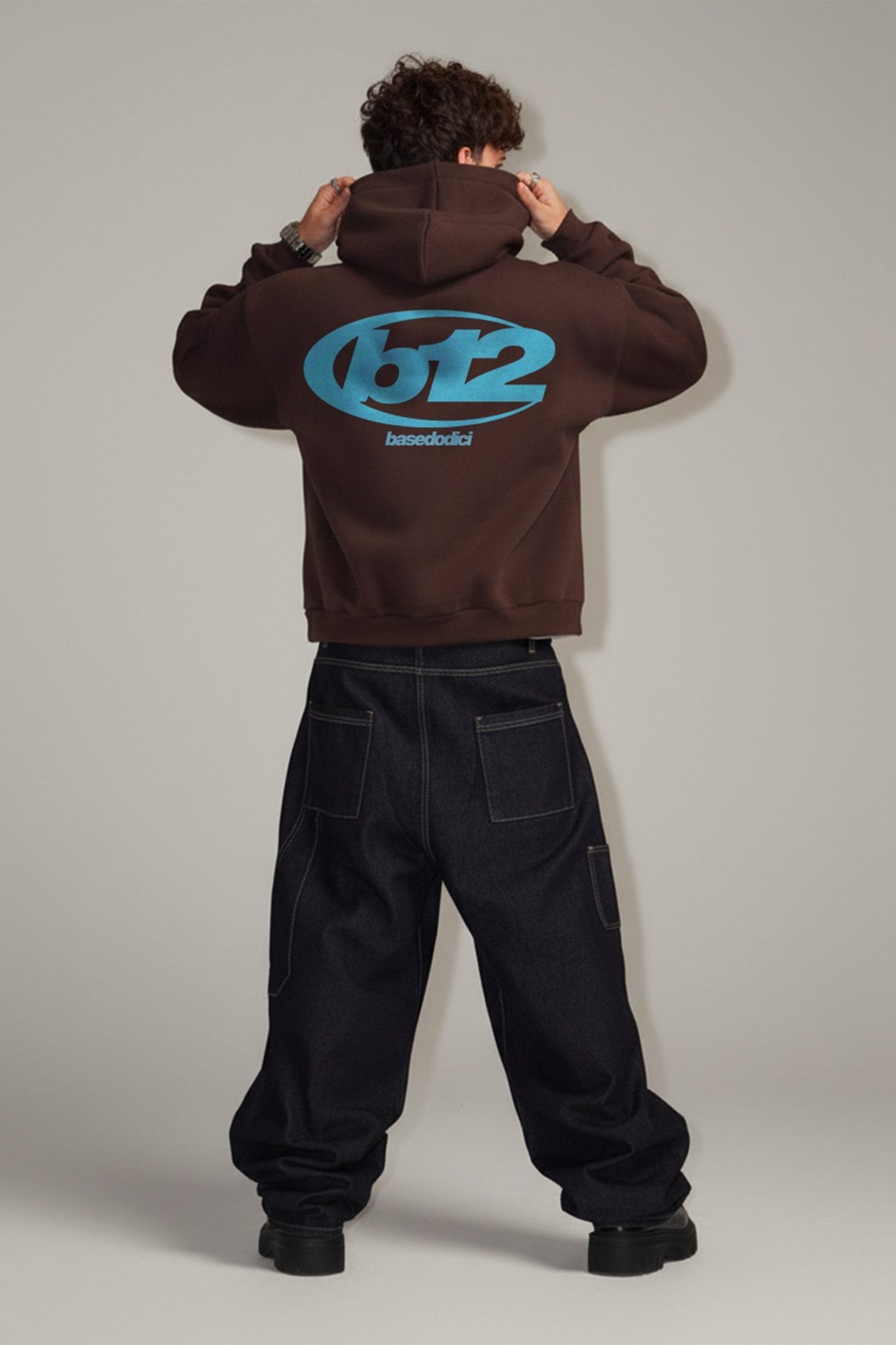 Hoodie "TEAM012" Back 12 Brown/Azure - BASEDODICI®