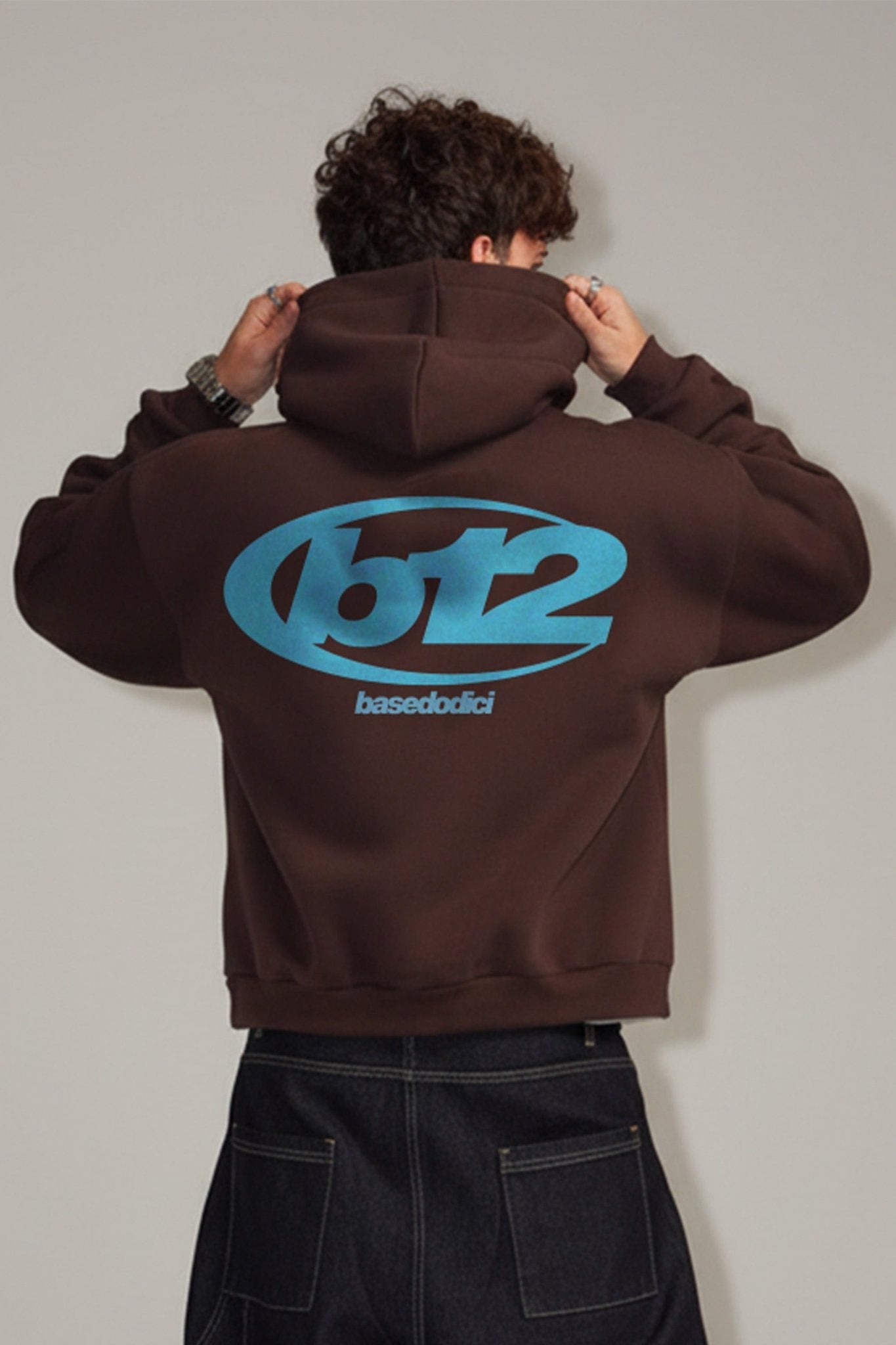 Hoodie "TEAM012" Back 12 Brown/Azure - BASEDODICI®
