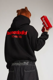 Hoodie "TEAM012" Back Logo Black/Red - BASEDODICI®